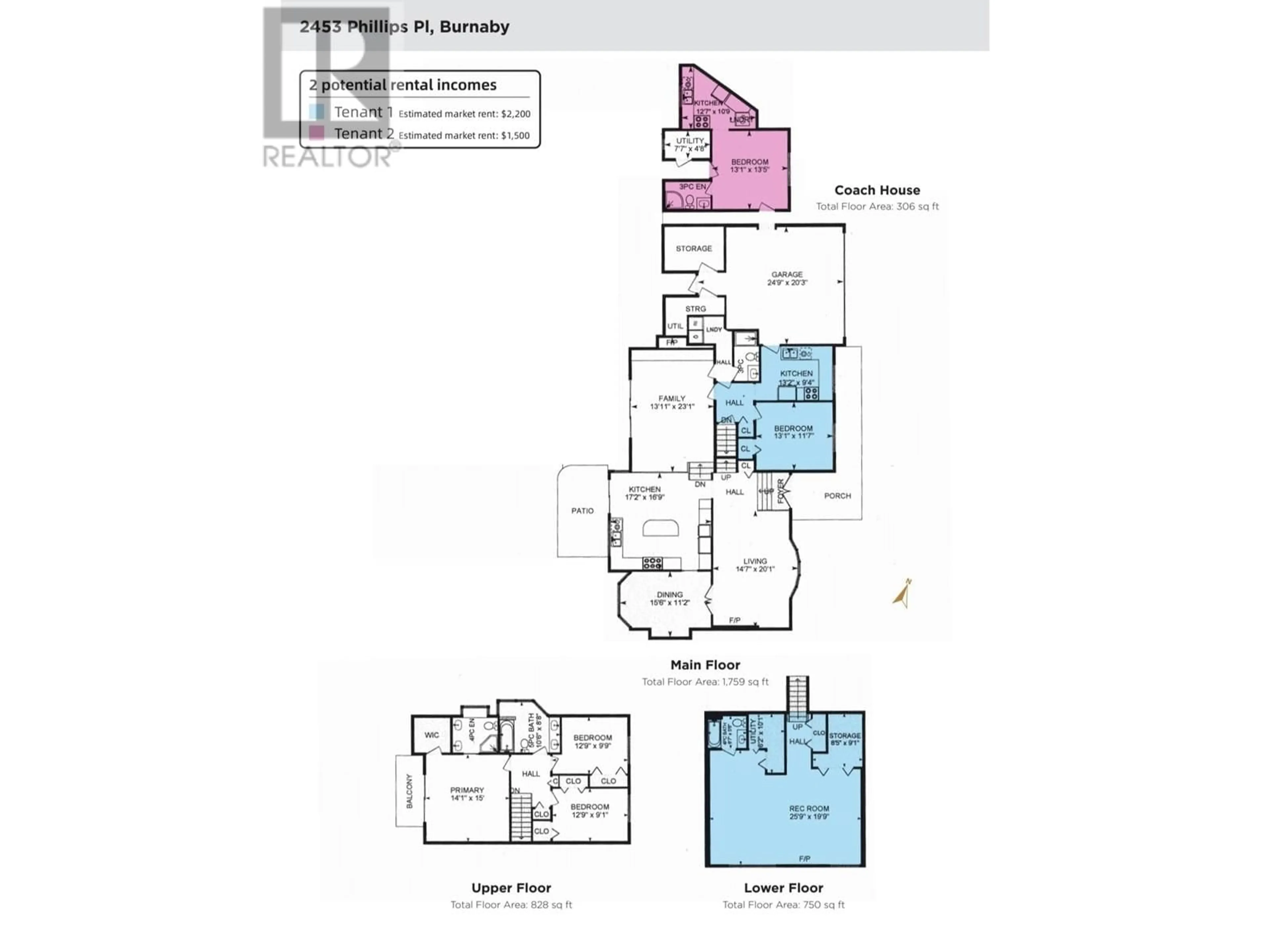 Floor plan for 2453 PHILLIPS PLACE, Burnaby British Columbia V5A2W1