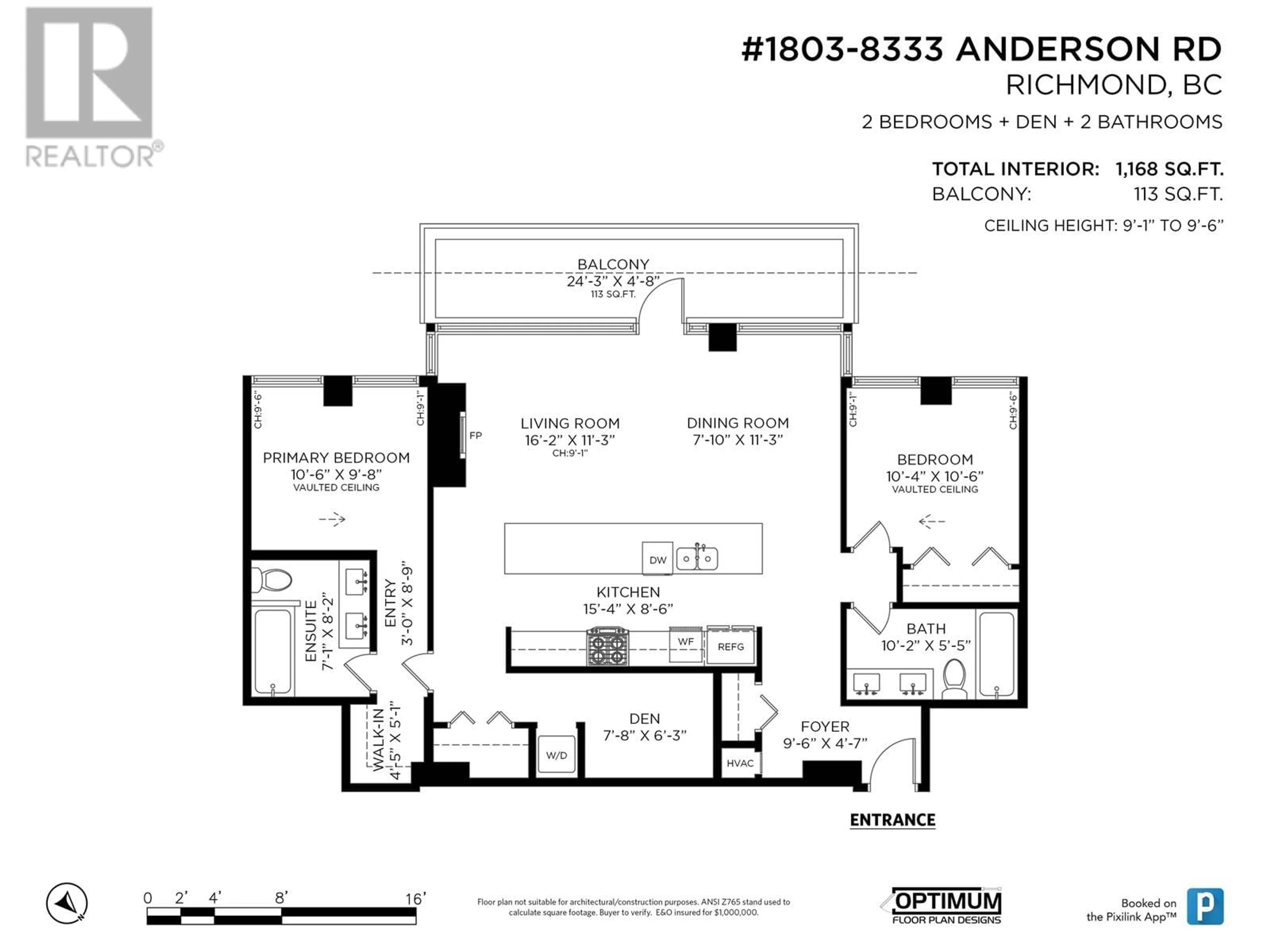 Floor plan for 1803 - 8333 ANDERSON ROAD, Richmond British Columbia V6Y0E2