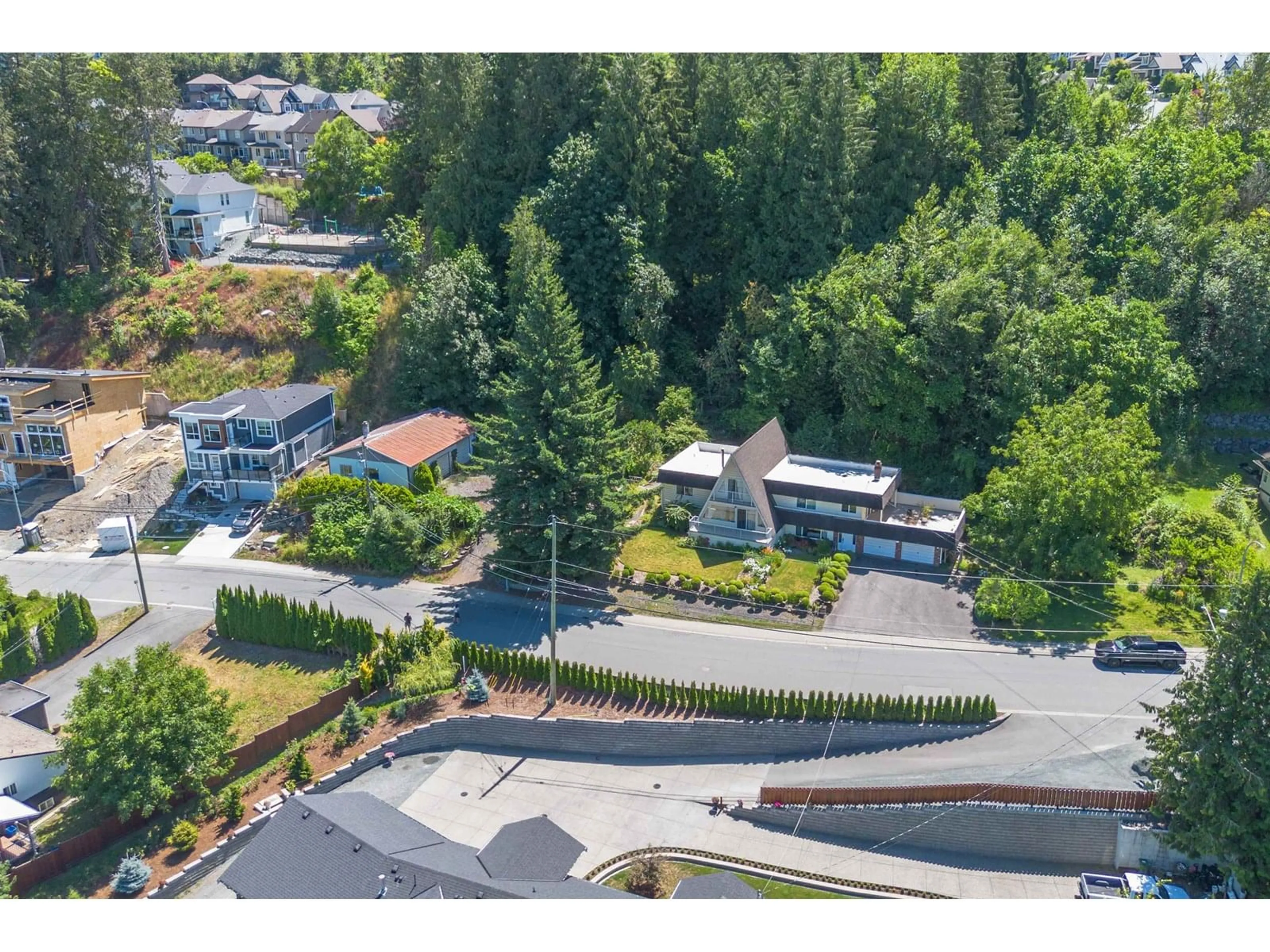 A pic from outside/outdoor area/front of a property/back of a property/a pic from drone, mountain view for 5806 JINKERSON ROAD, Chilliwack British Columbia V2R0C8