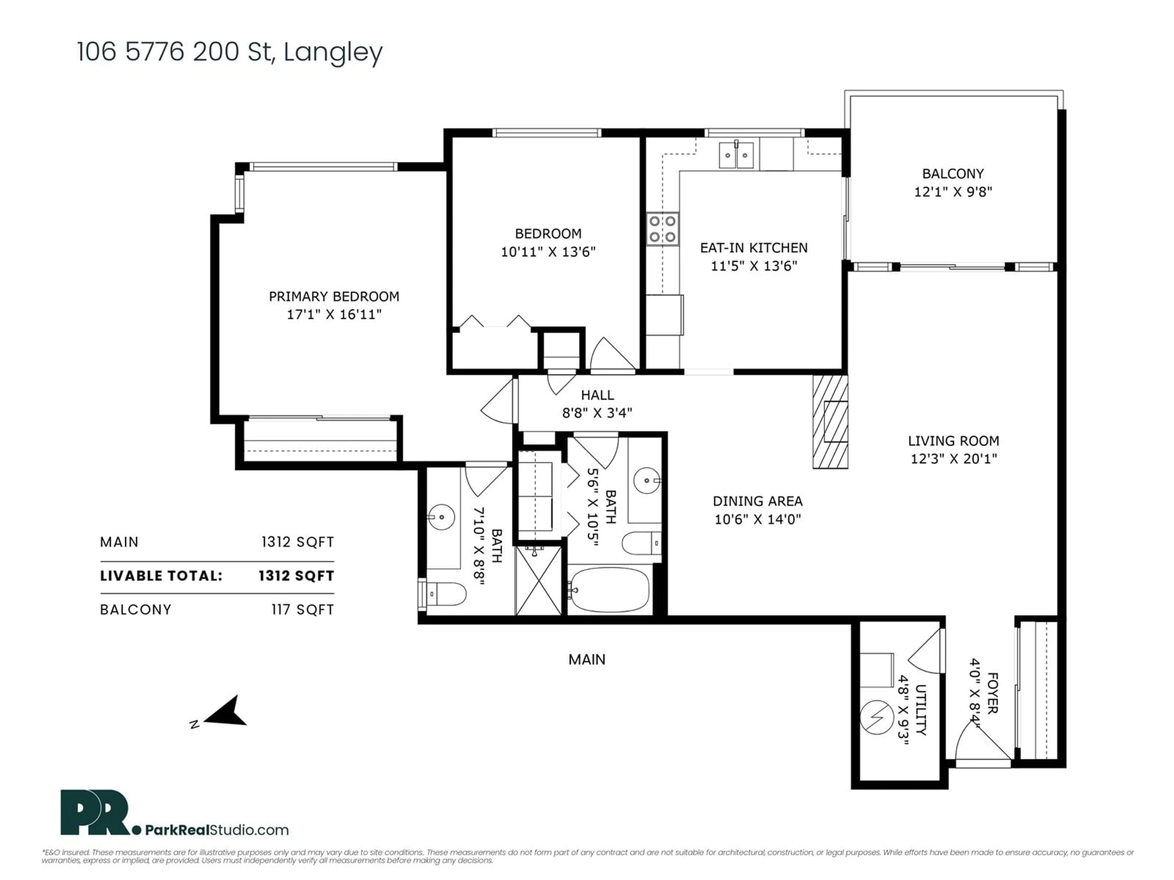 Floor plan for 106 - 5776 200, Langley British Columbia V3A1M8