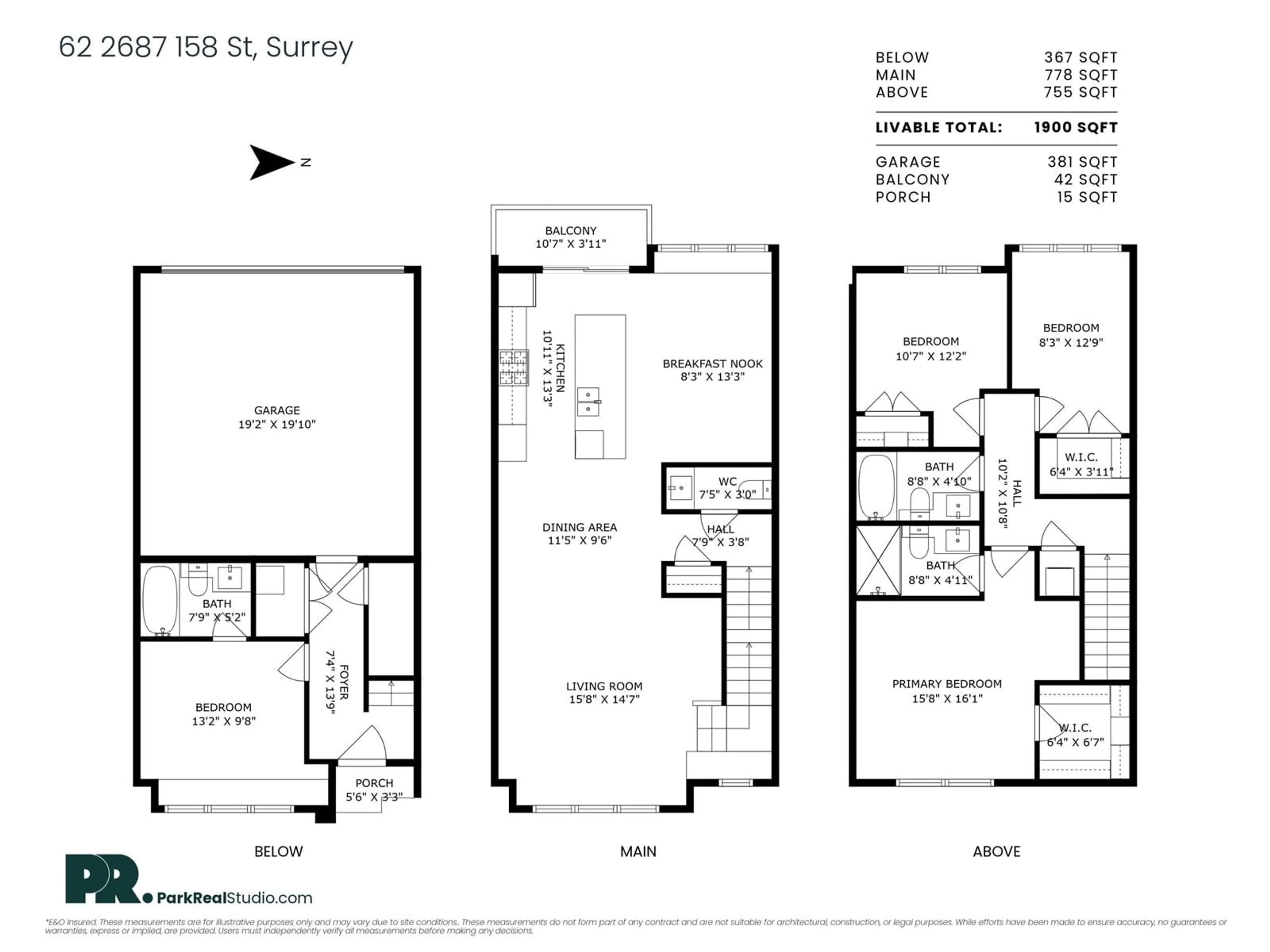 Floor plan for 62 - 2687 158, Surrey British Columbia V3Z6V3