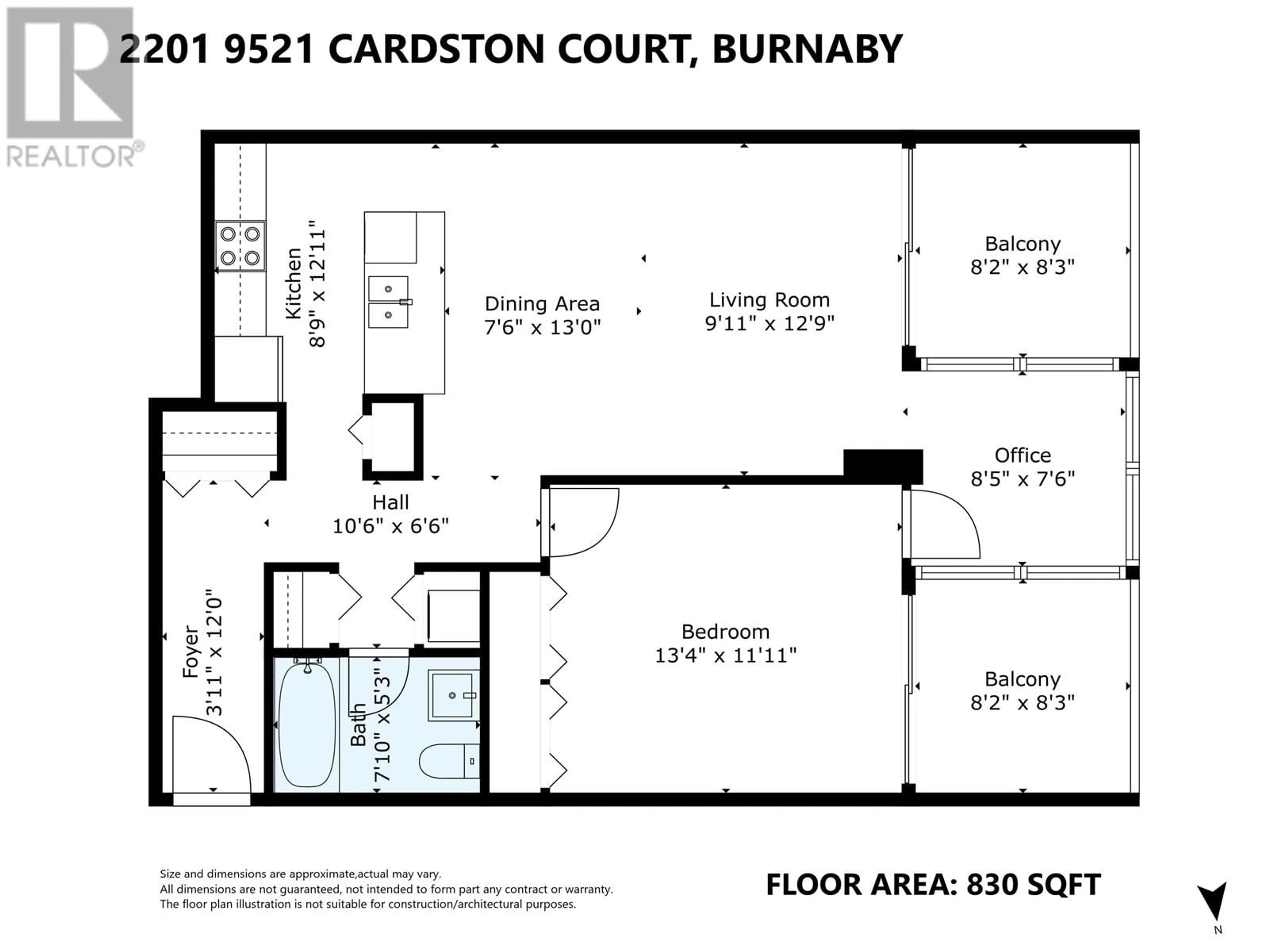 Floor plan for 2201 - 9521 CARDSTON COURT, Burnaby British Columbia V3N4R8