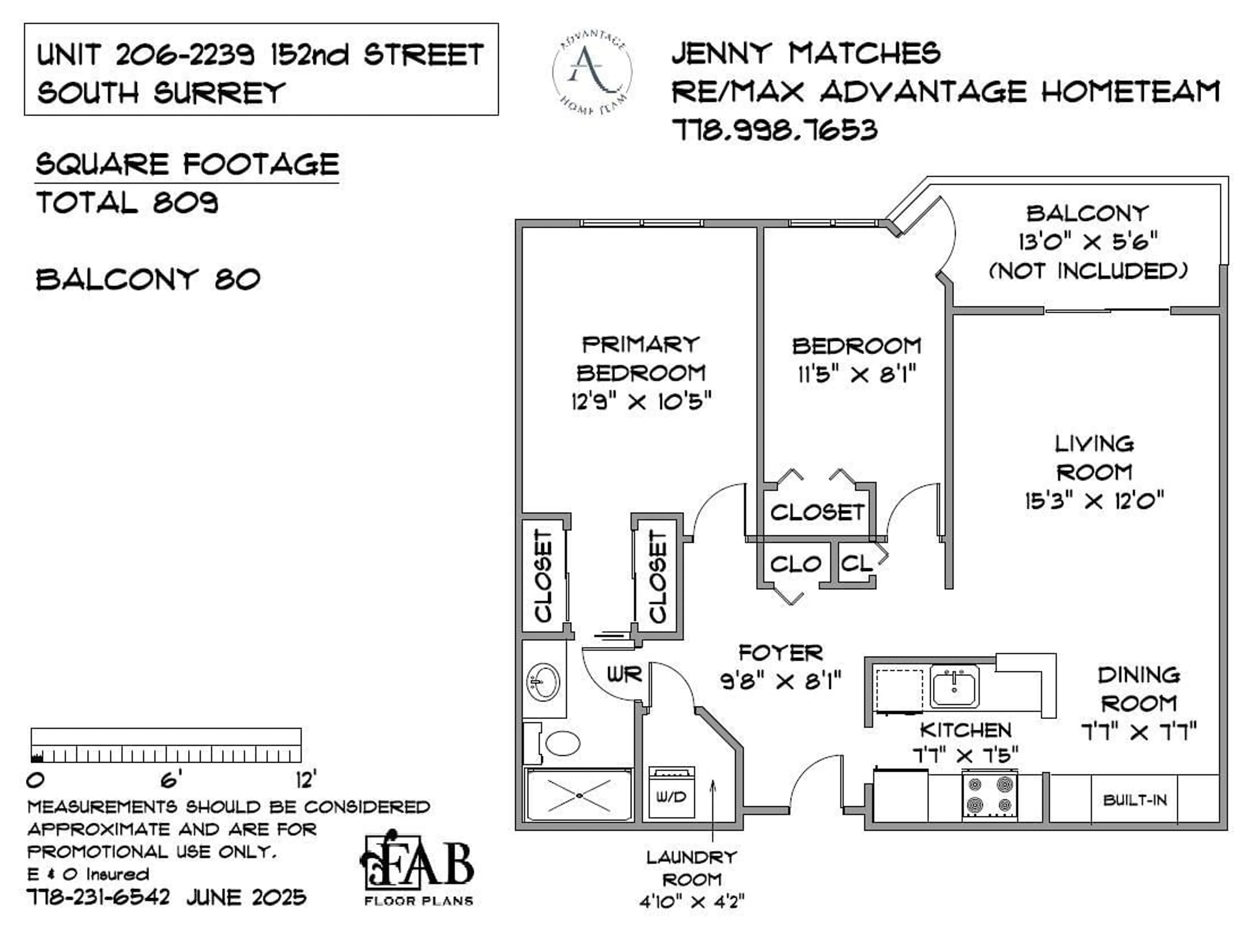 Floor plan for 206 - 2239 152, Surrey British Columbia V4A4P1
