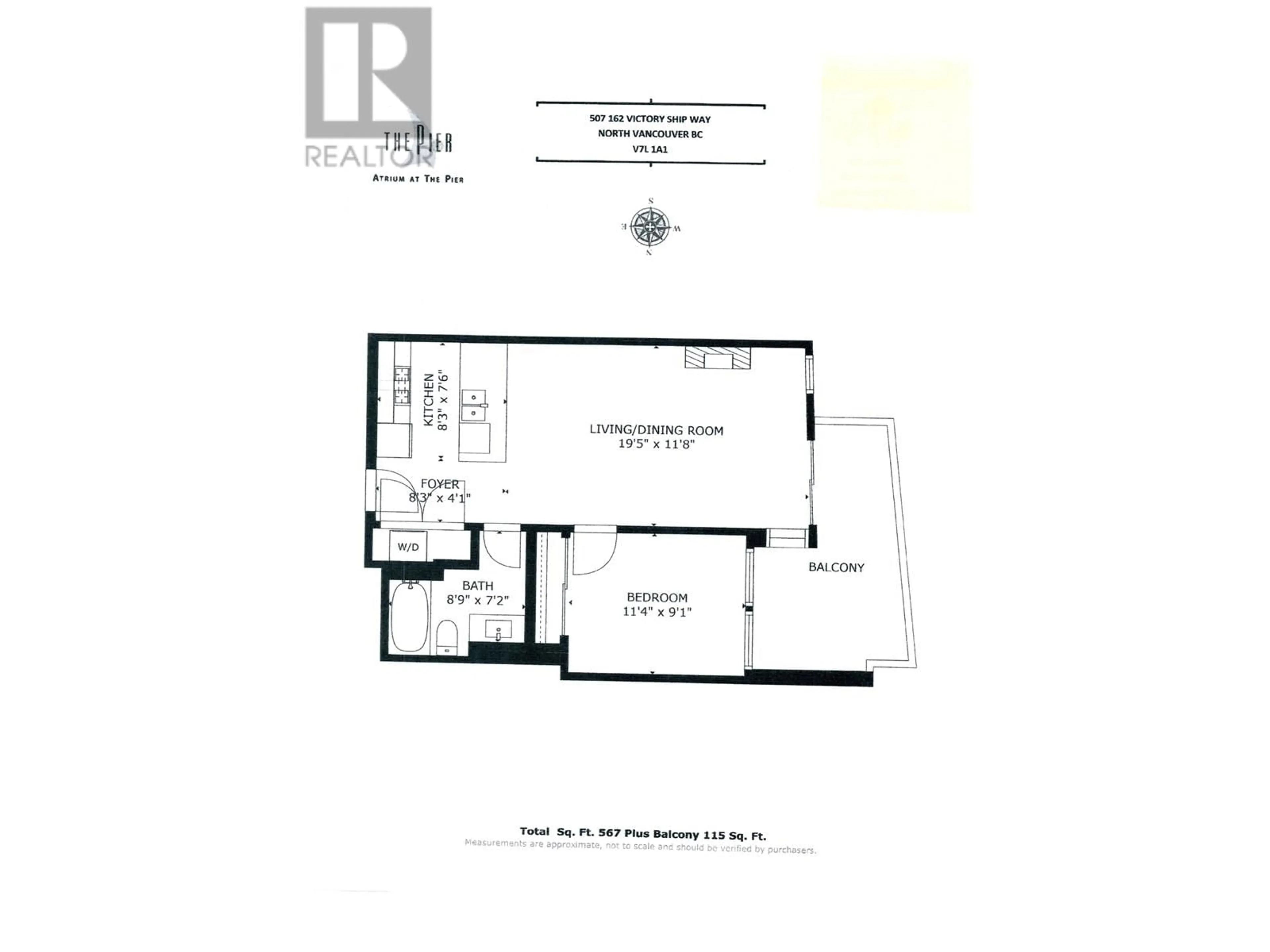 Floor plan for 507 - 162 VICTORY SHIP WAY, North Vancouver British Columbia V7L0B4