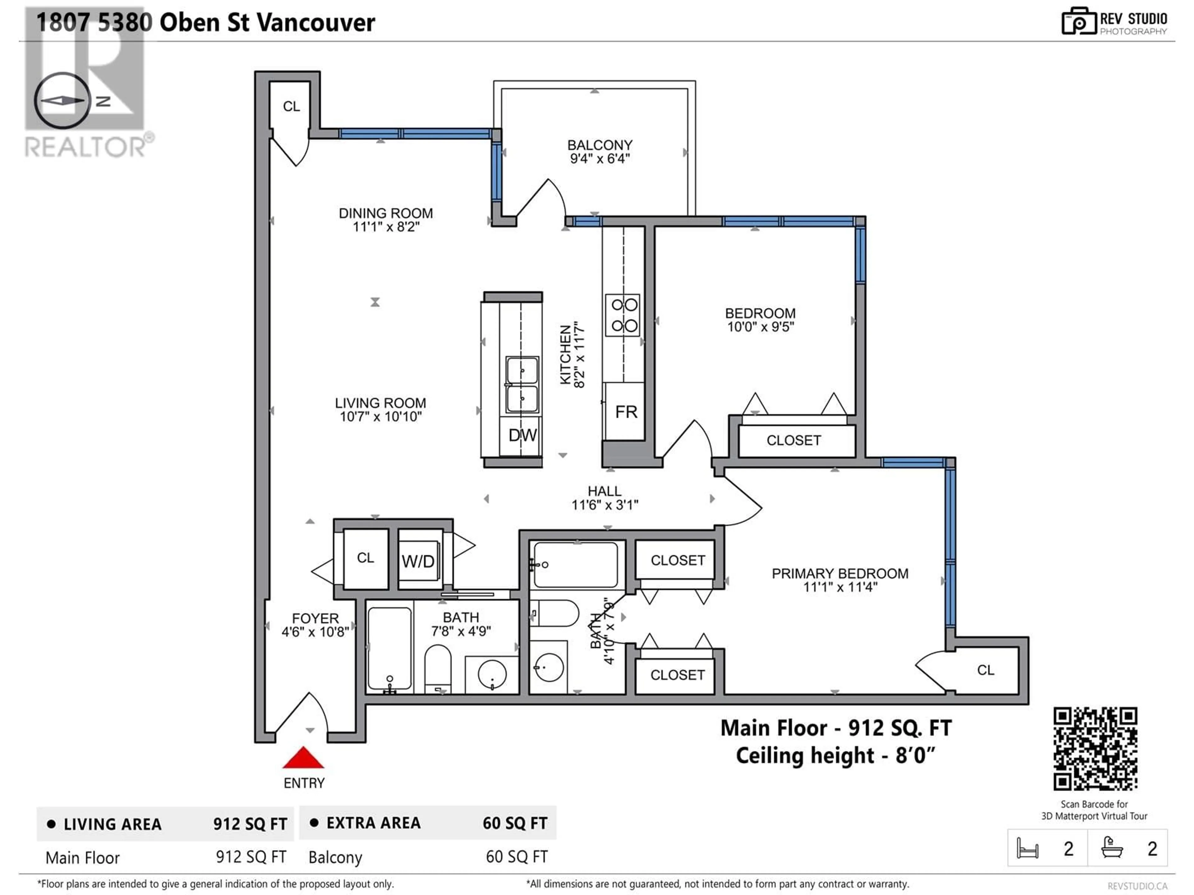 Floor plan for 1807 - 5380 OBEN STREET, Vancouver British Columbia V5R6H7