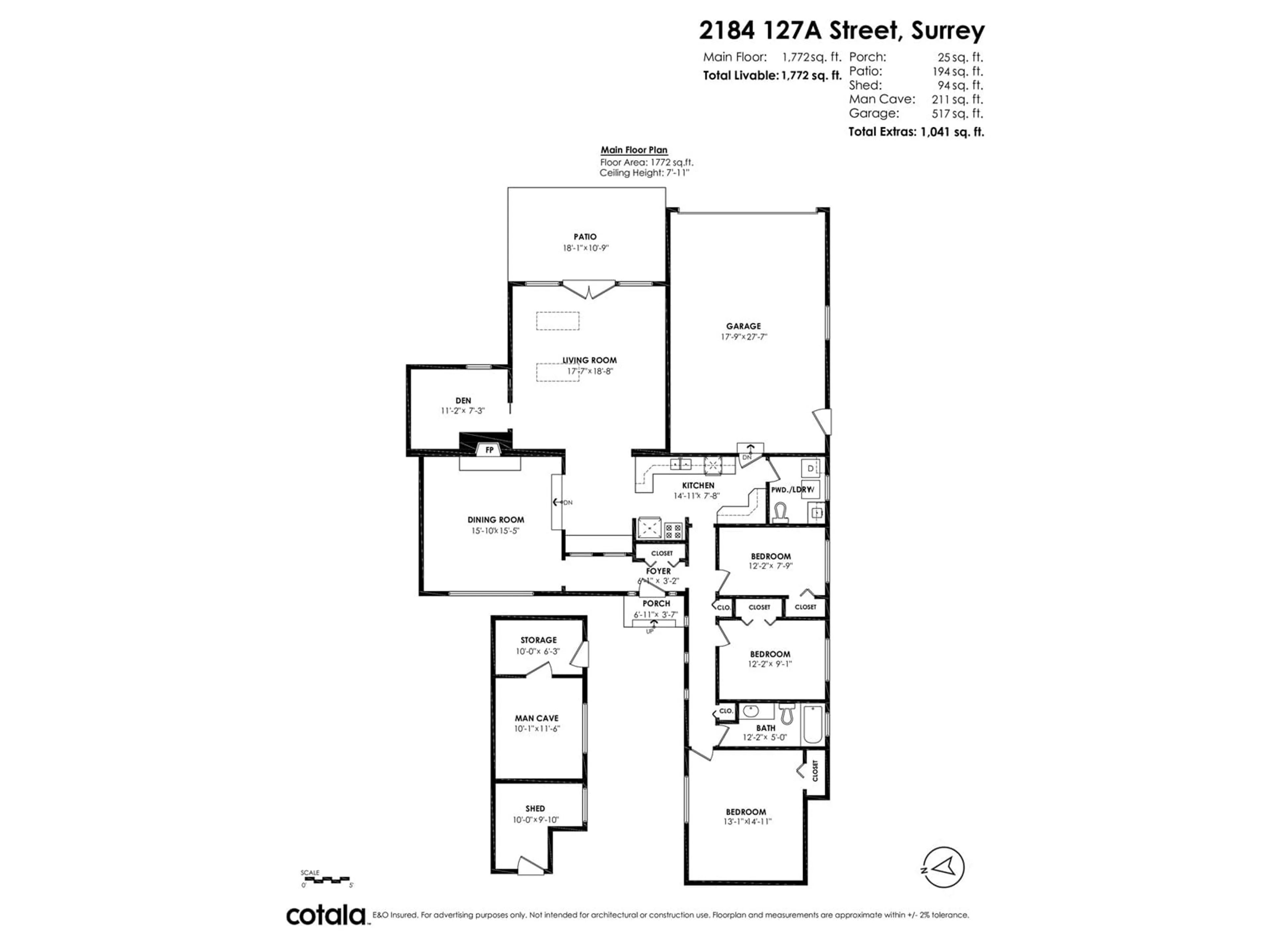 Floor plan for 2184 127A, Surrey British Columbia V4A3S9