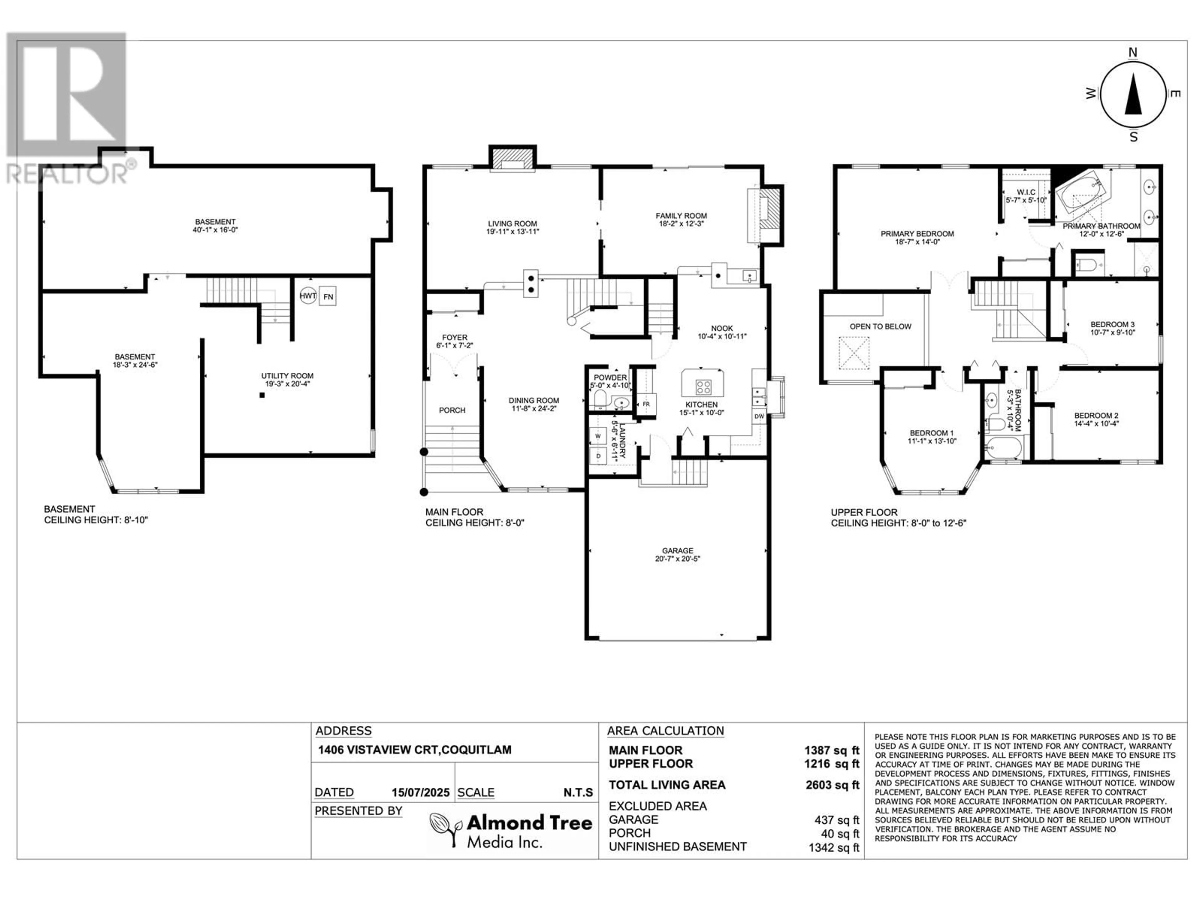 Floor plan for 1406 VISTAVIEW COURT, Coquitlam British Columbia V3E2P3