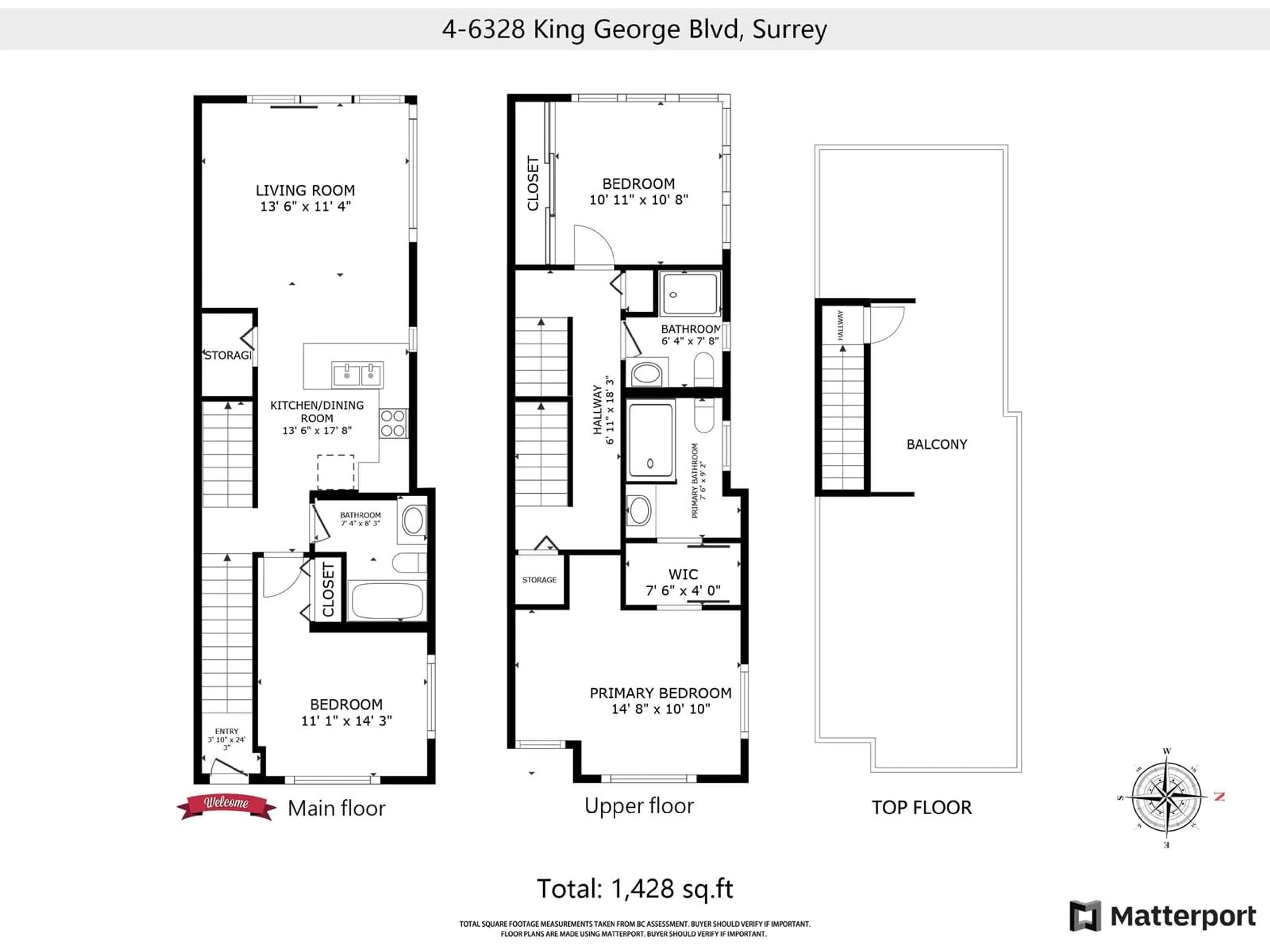 Floor plan for 4 - 6328 KING GEORGE, Surrey British Columbia V3X1E6