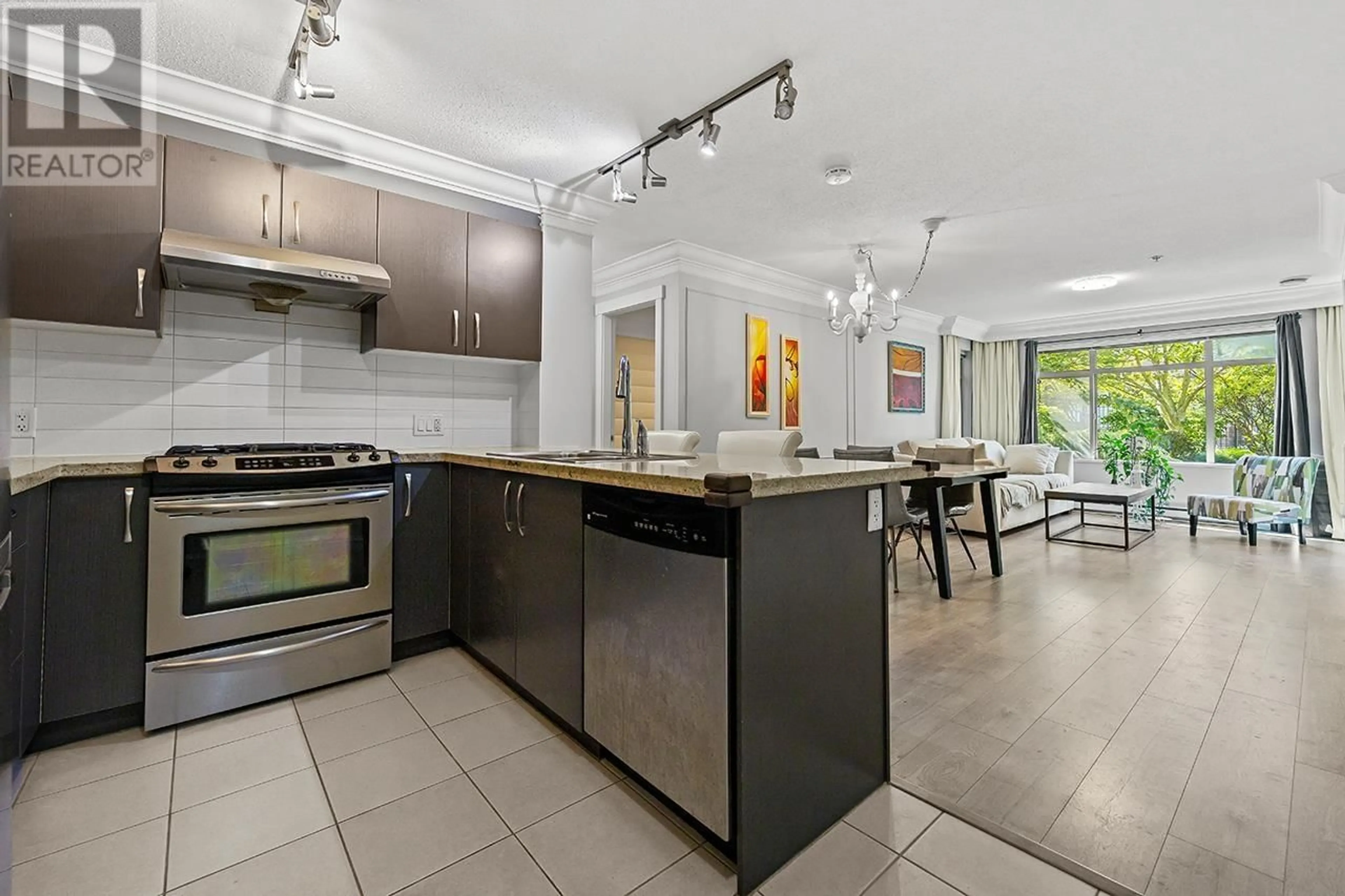 Open concept kitchen, ceramic/tile floor for 116 - 9288 ODLIN ROAD, Richmond British Columbia V6X0C3