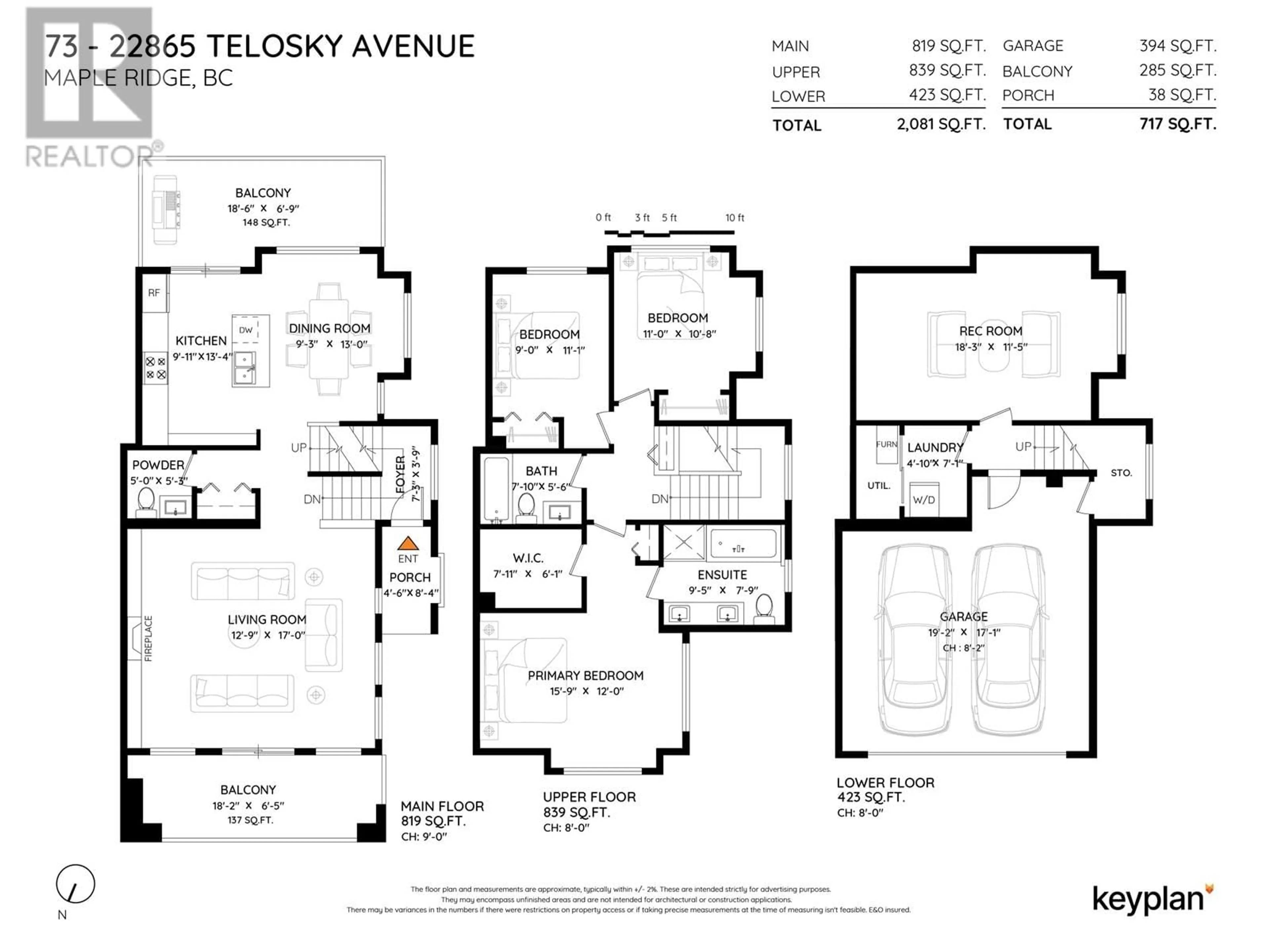 Floor plan for 73 - 22865 TELOSKY AVENUE, Maple Ridge British Columbia V2X8Z9