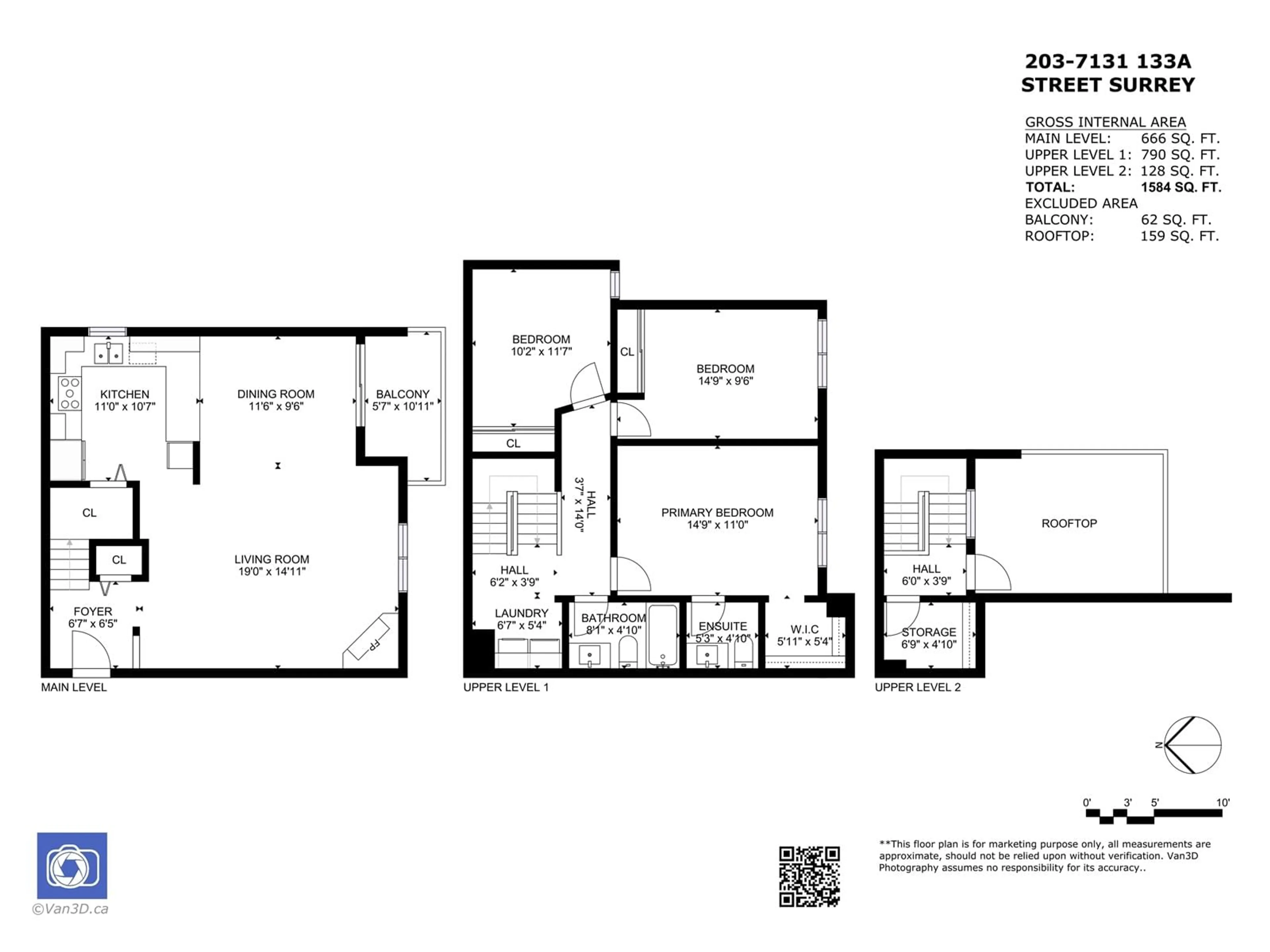 Floor plan for 203 - 7131 133A, Surrey British Columbia V2W8A1