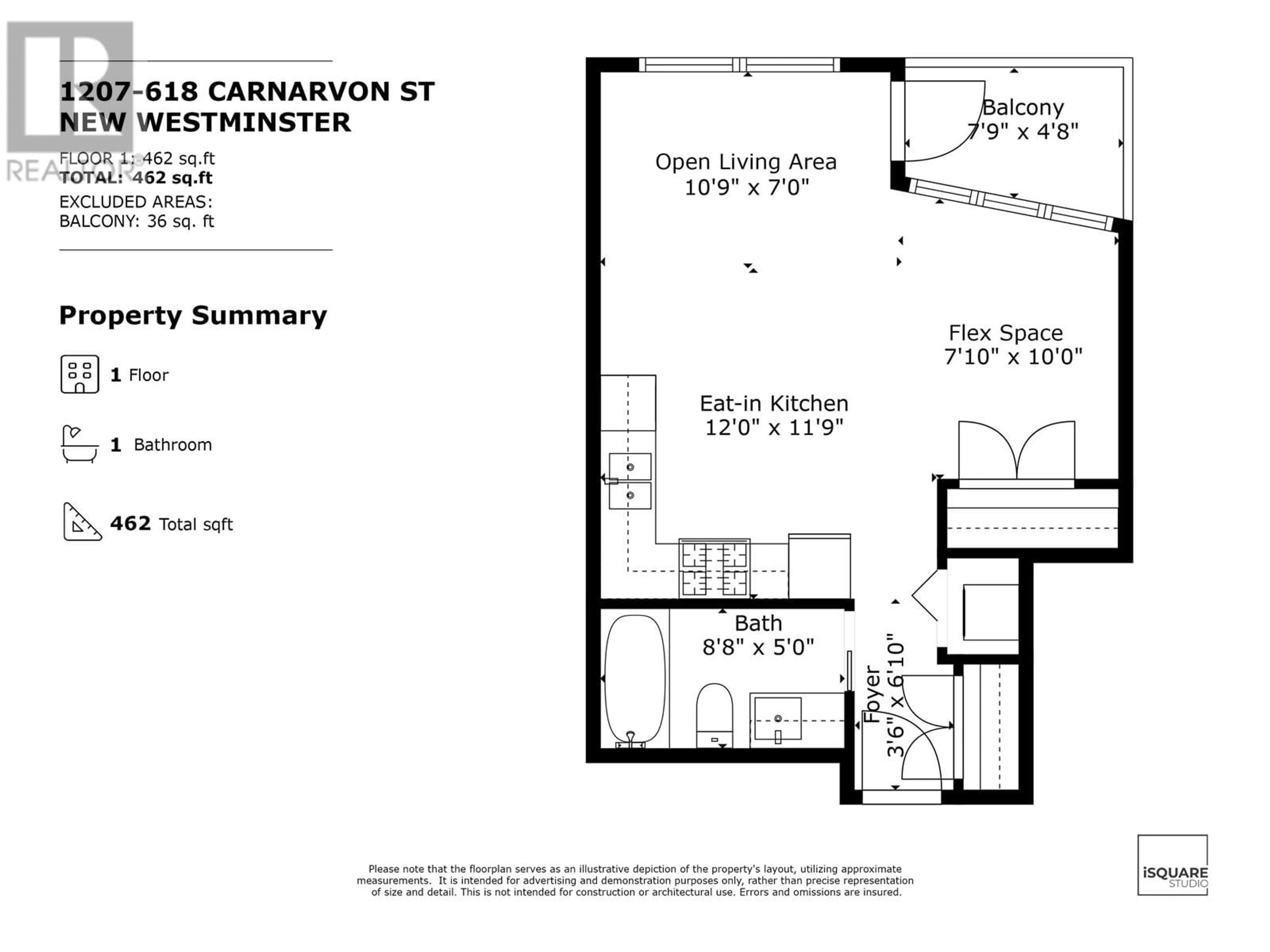 Floor plan for 1207 - 618 CARNARVON STREET, New Westminster British Columbia V3M0N9