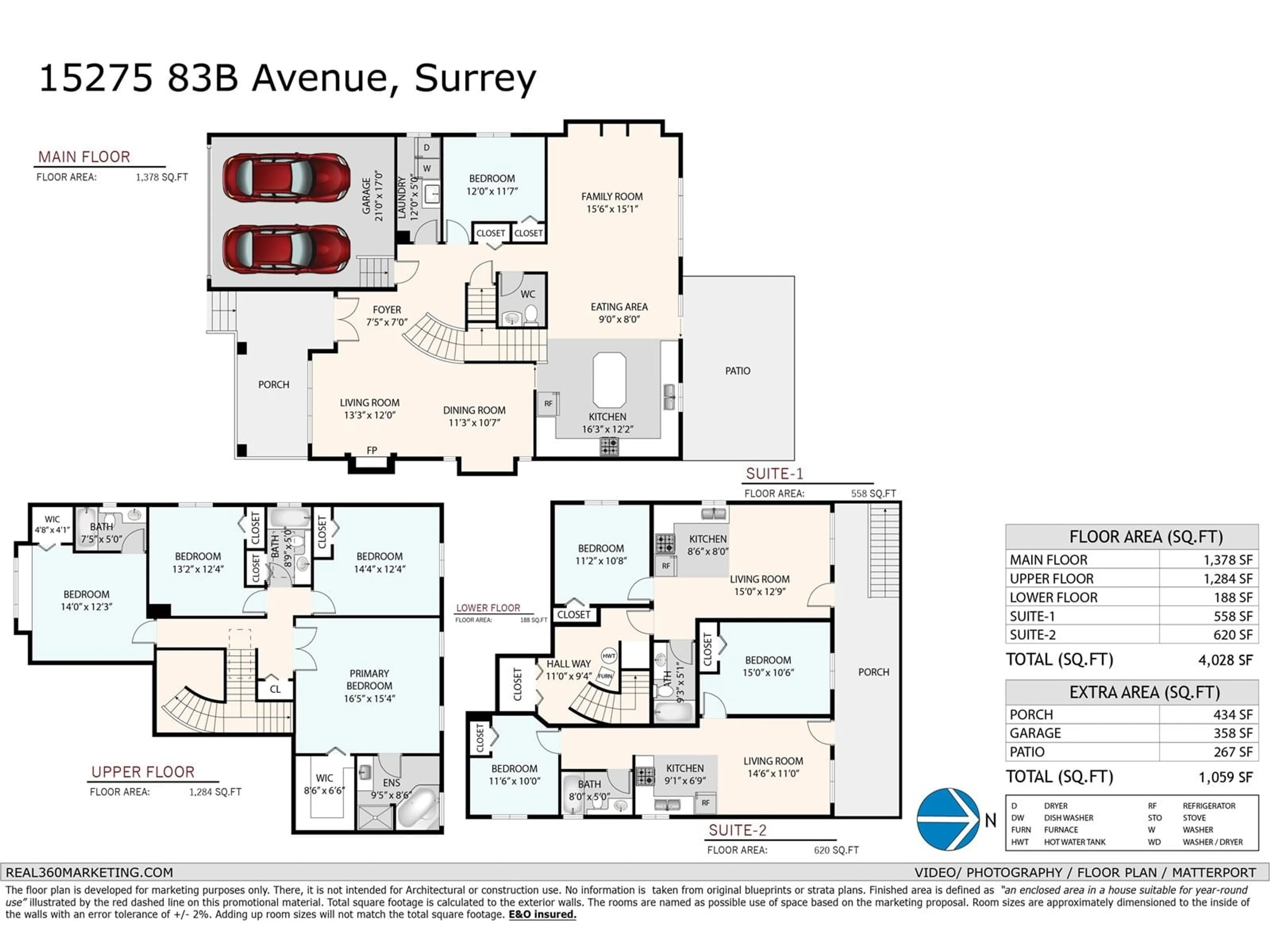 Floor plan for 15275 83B, Surrey British Columbia V3S8M8