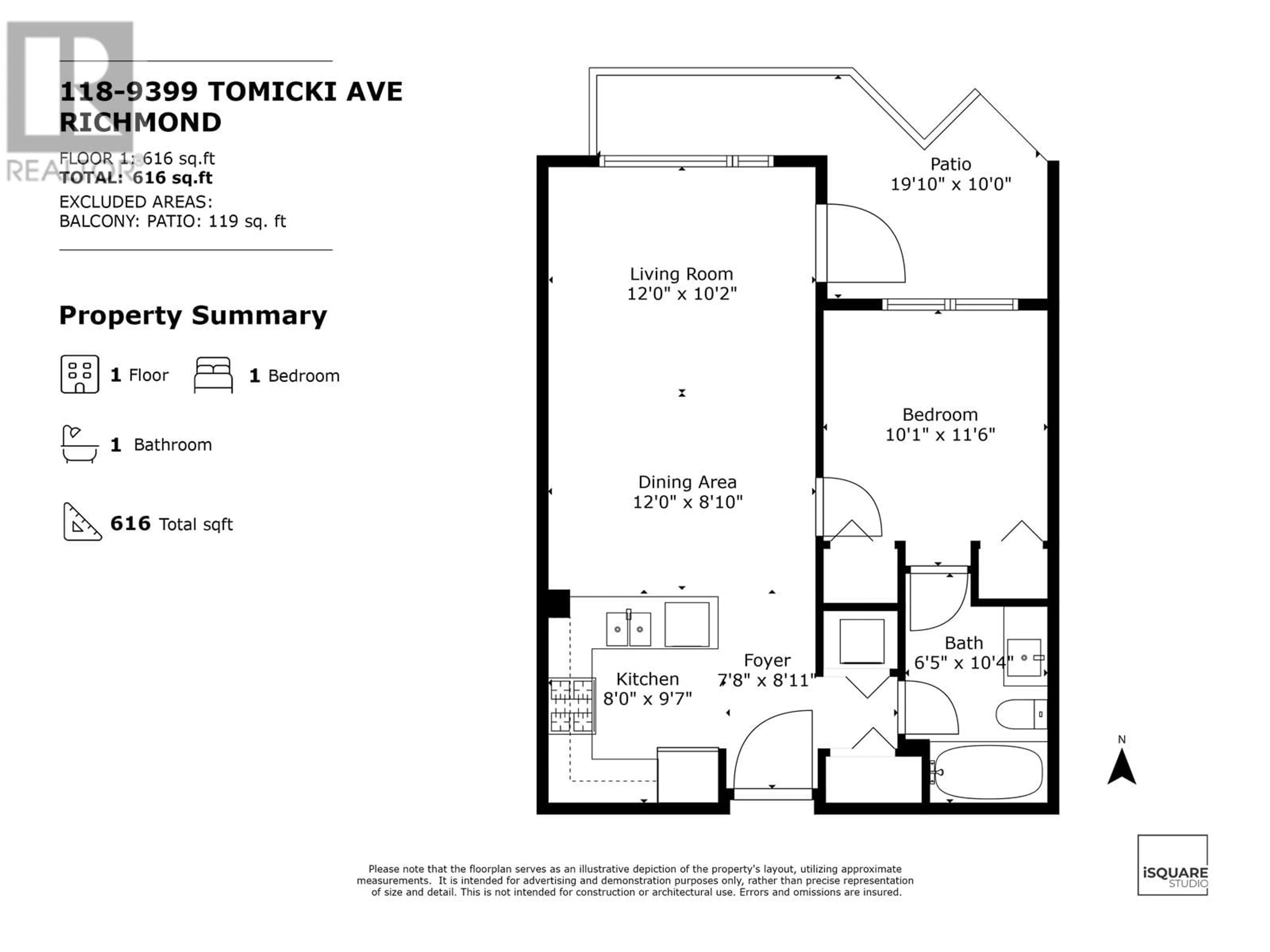 Floor plan for 118 - 9399 TOMICKI AVENUE, Richmond British Columbia V6X0H6