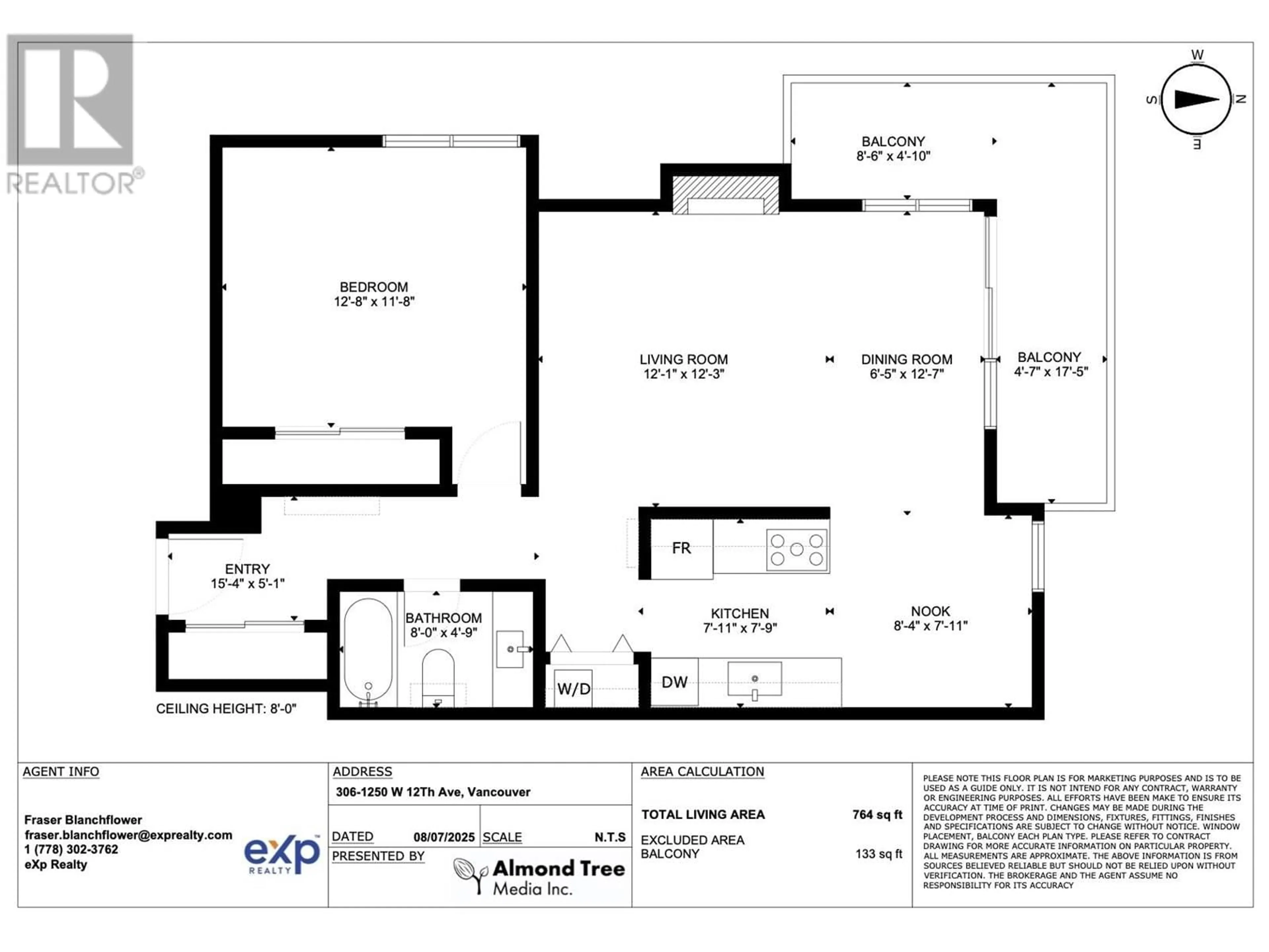 Floor plan for 306 - 1250 12TH AVENUE, Vancouver British Columbia V6H1M1