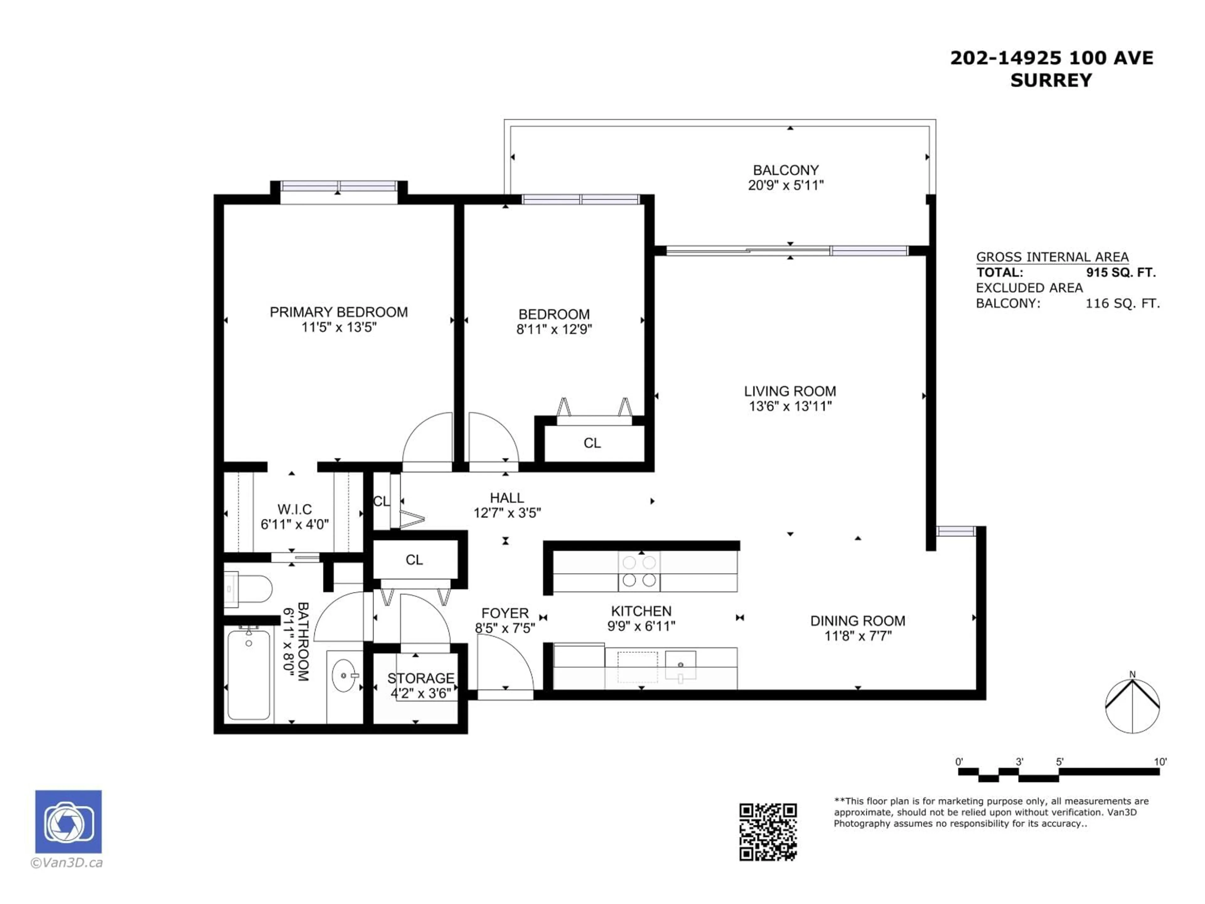 Floor plan for 202 - 14925 100, Surrey British Columbia V3R1J6