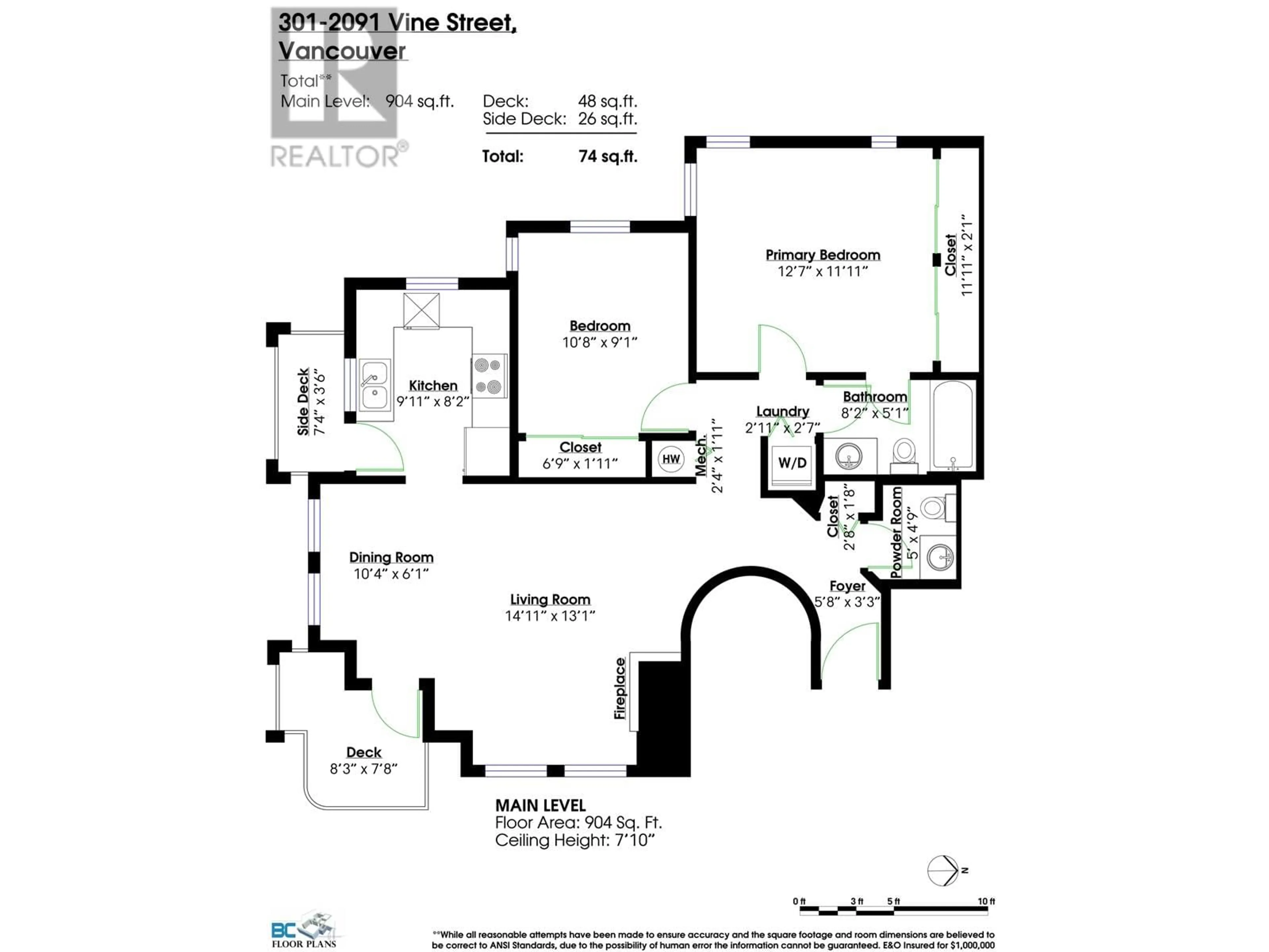 Floor plan for 301 - 2091 VINE STREET, Vancouver British Columbia V6K4P7