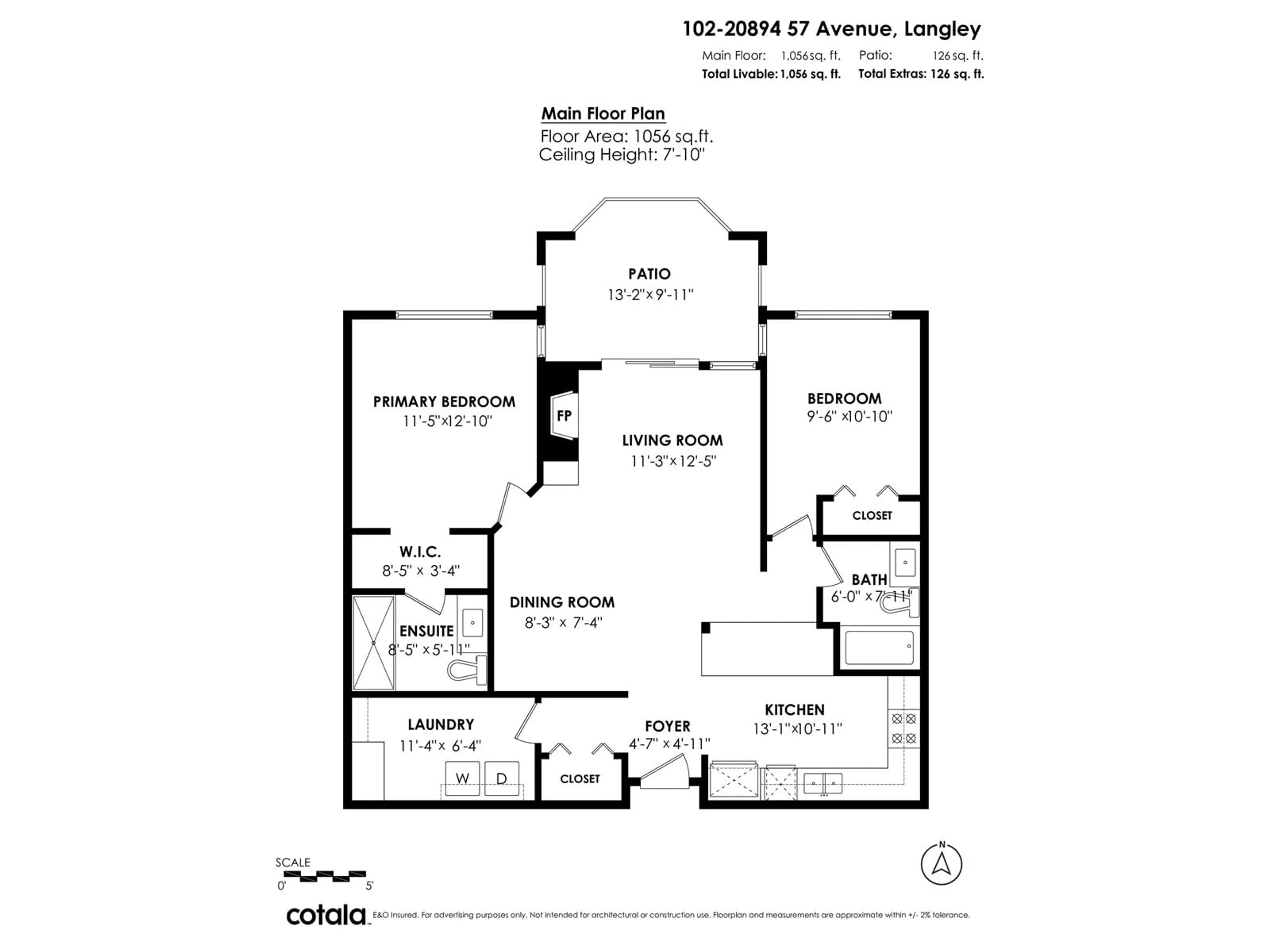 Floor plan for 102 - 20894 57, Langley British Columbia V3A8M7