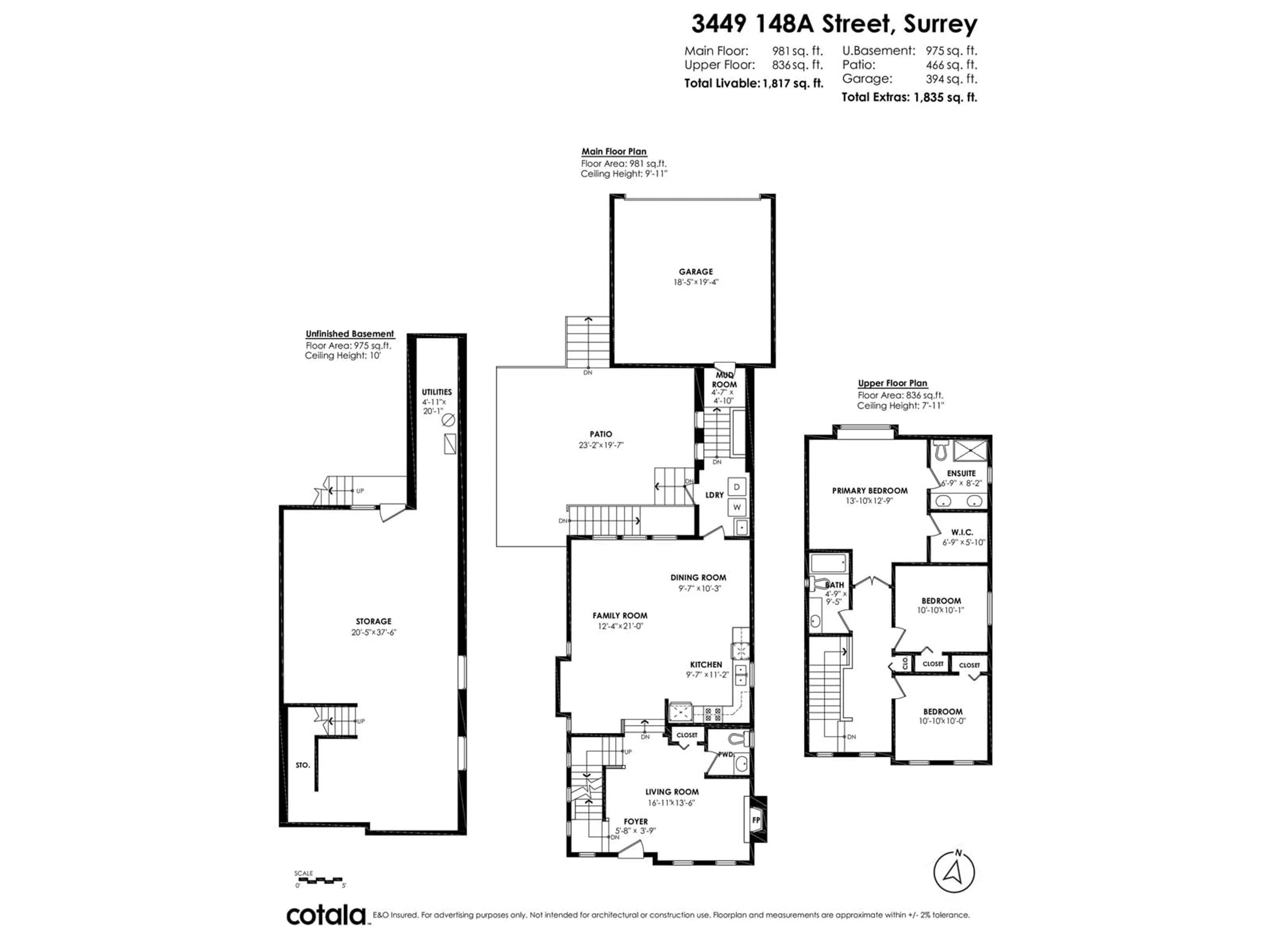 Floor plan for 3449 148A, Surrey British Columbia V4P0B9