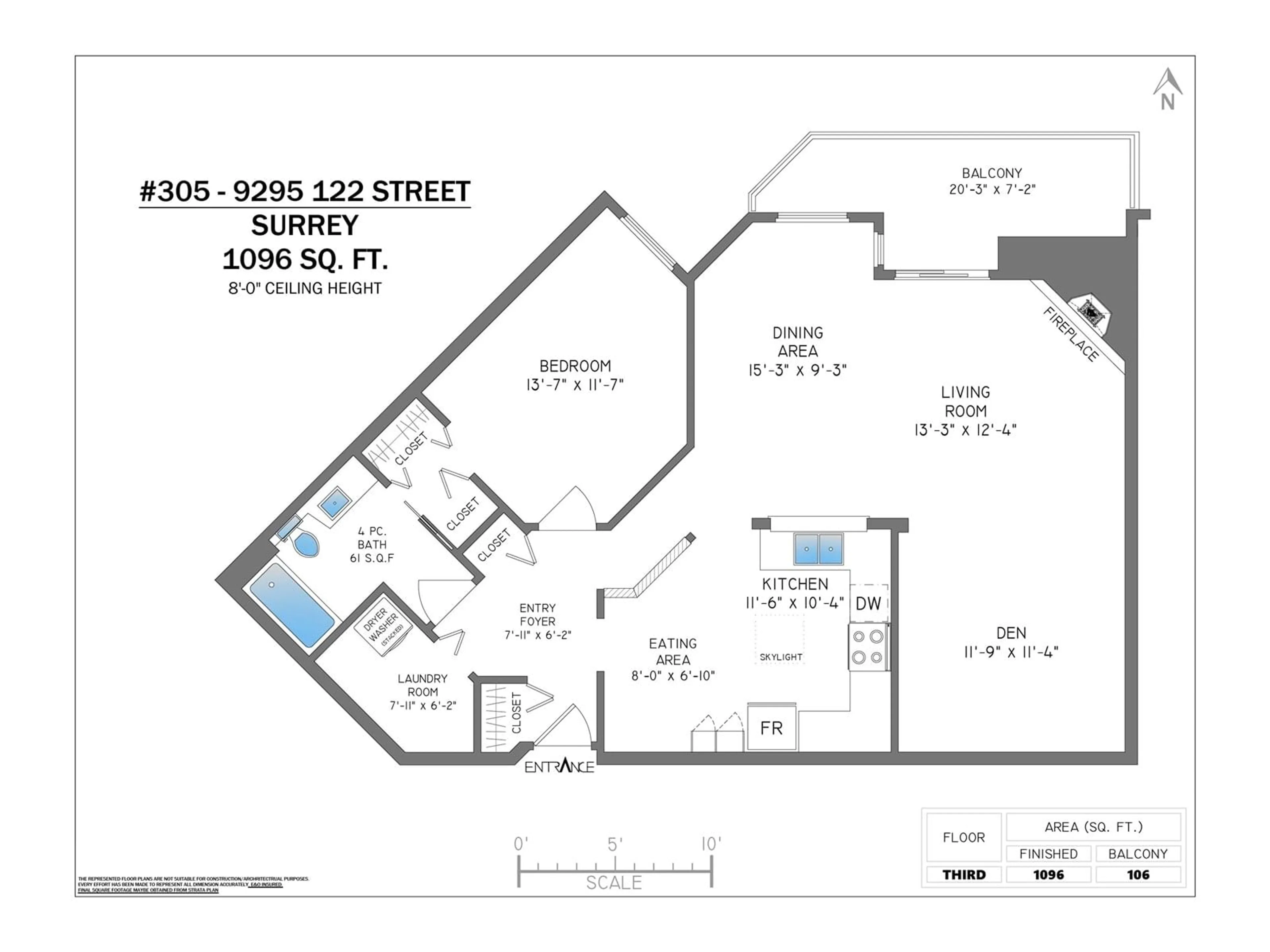 Floor plan for 305 - 9295 122, Surrey British Columbia V3V4L4