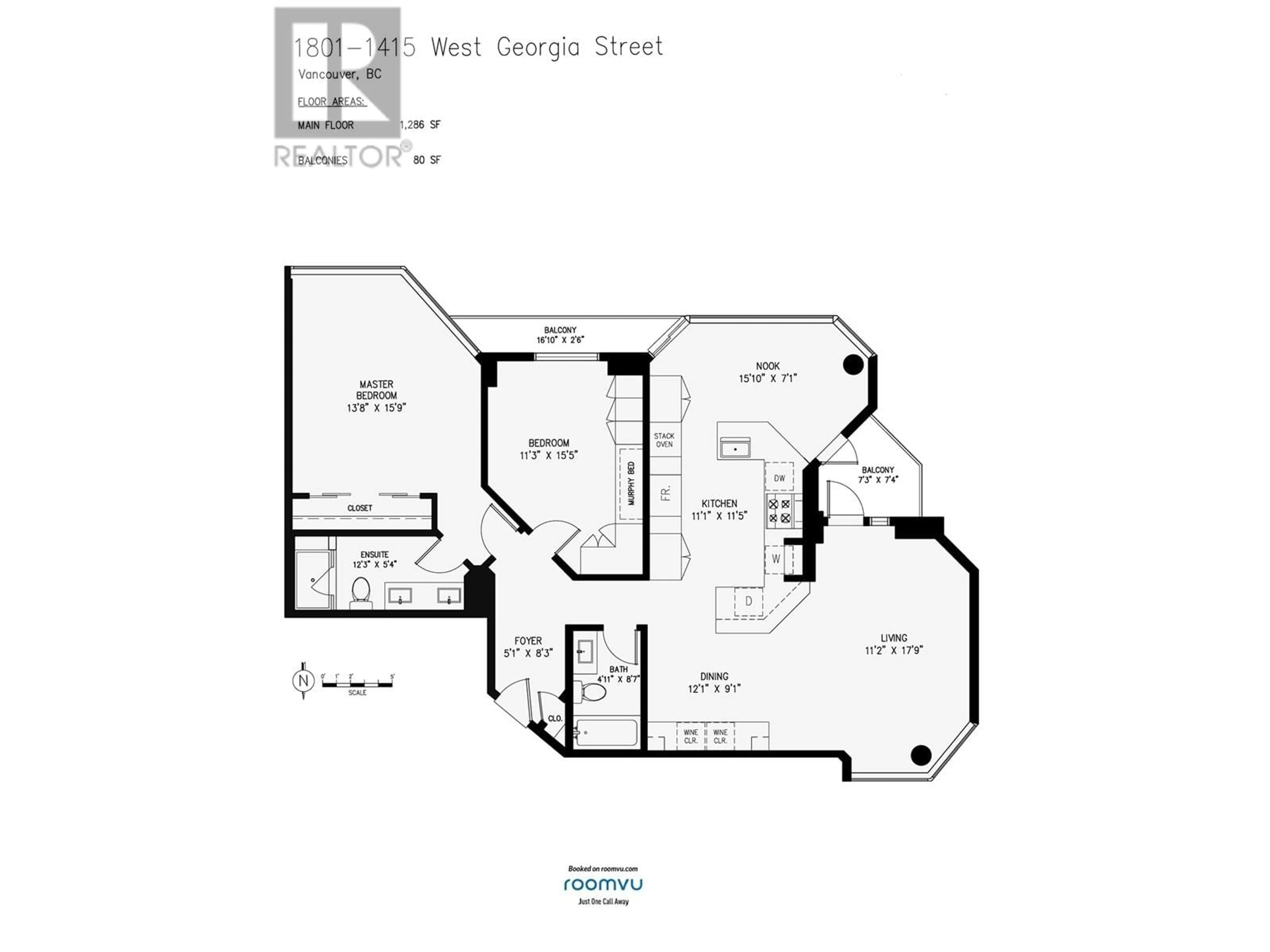 Floor plan for 1801 - 1415 GEORGIA STREET, Vancouver British Columbia V6G3C8