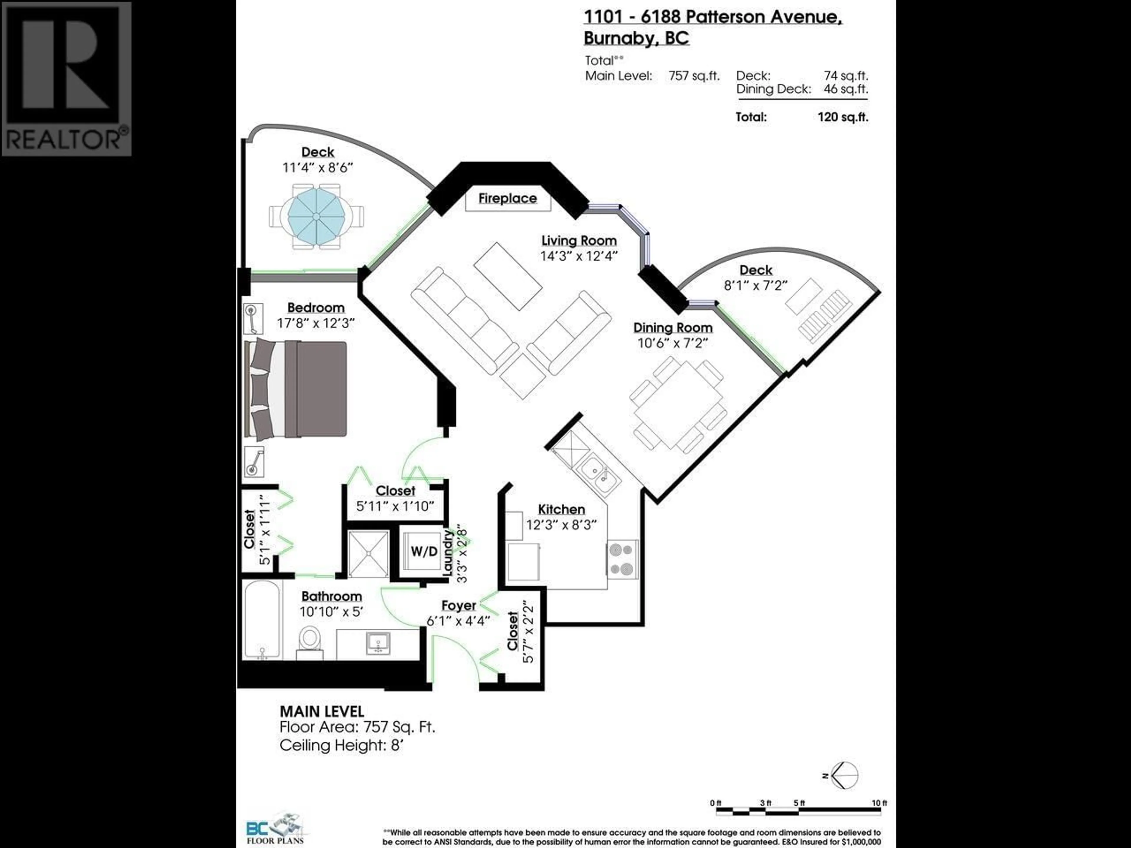 Floor plan for 1101 - 6188 PATTERSON AVENUE, Burnaby British Columbia V5H2N1