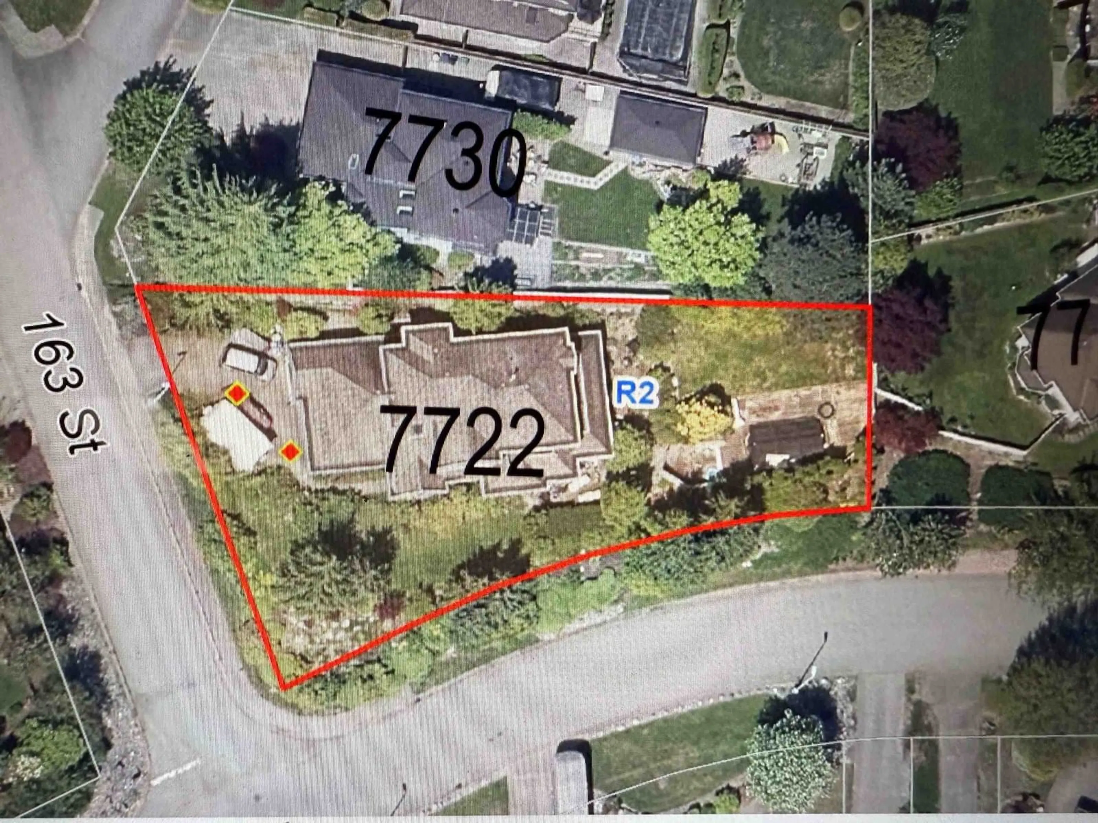 A pic from outside/outdoor area/front of a property/back of a property/a pic from drone, street for 7722 163RD, Surrey British Columbia V4N0L1