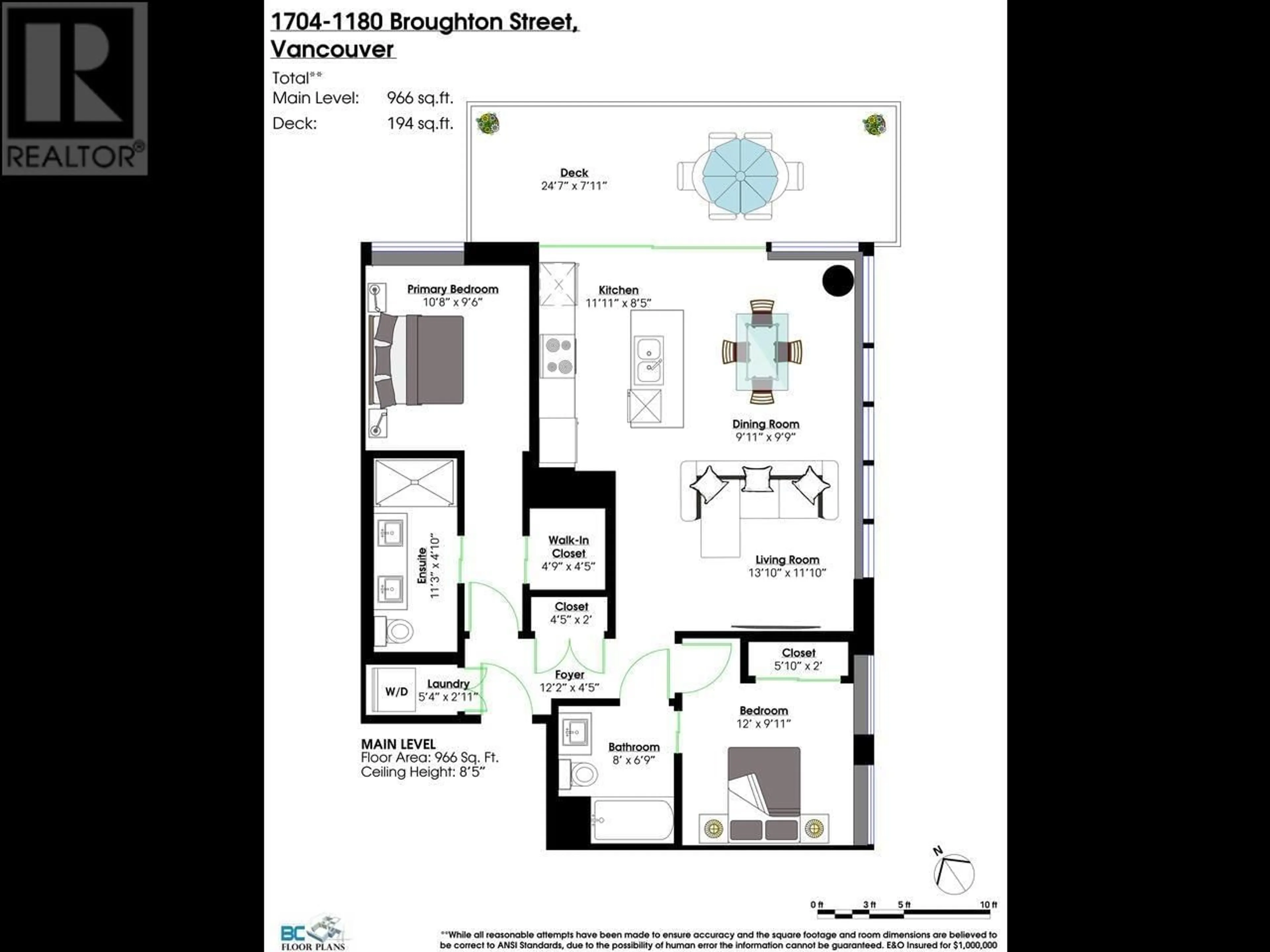 Floor plan for 1704 - 1180 BROUGHTON STREET, Vancouver British Columbia V6G2B1