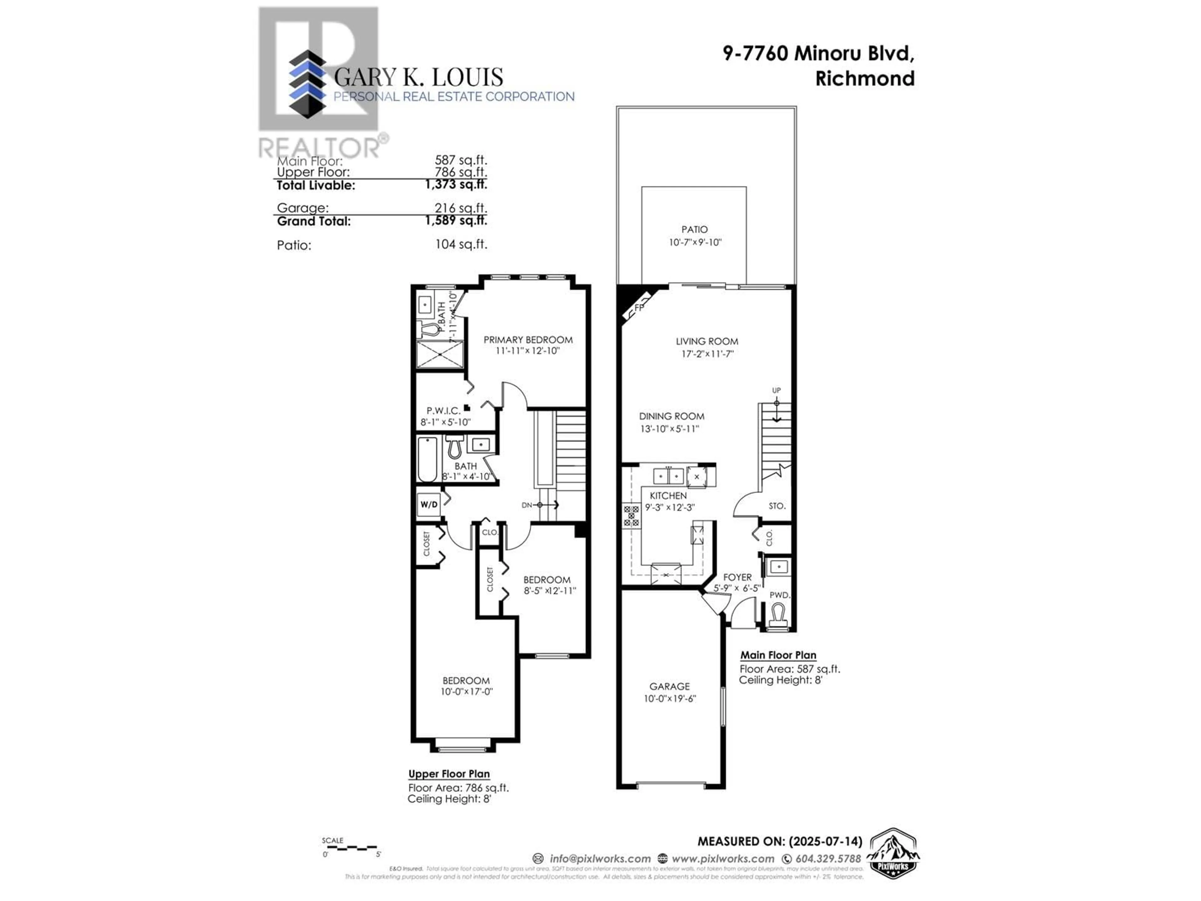 Floor plan for 9 - 7760 MINORU BOULEVARD, Richmond British Columbia V6Y1Z5