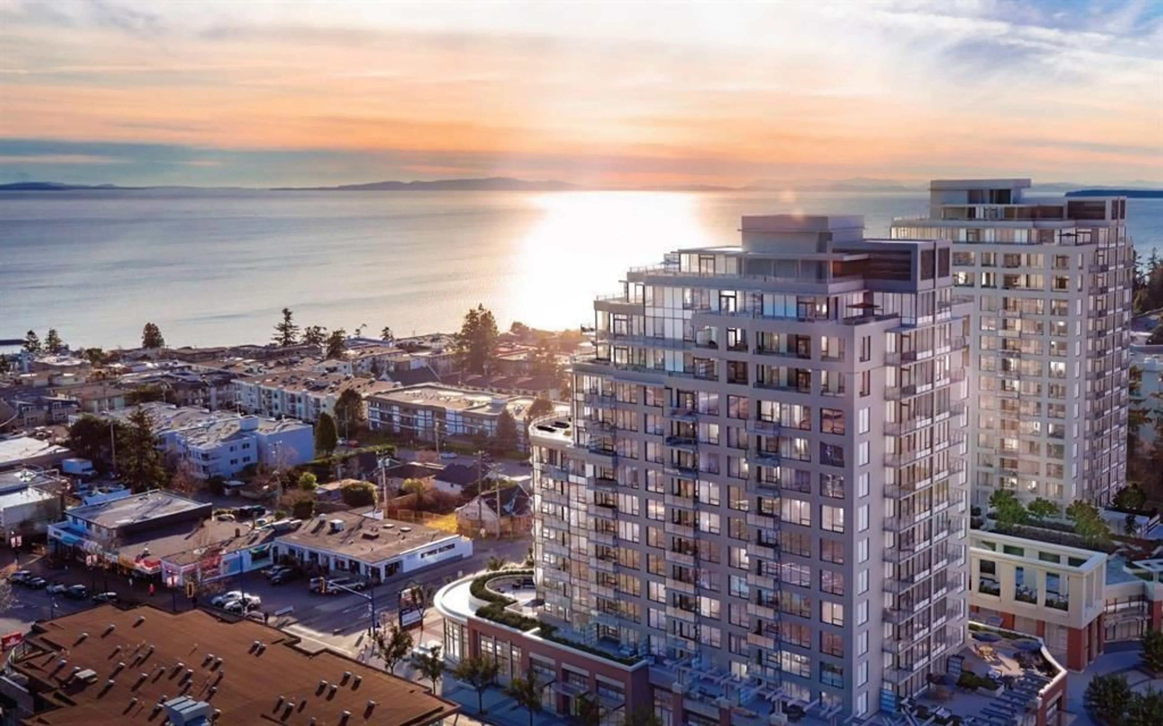 A pic from outside/outdoor area/front of a property/back of a property/a pic from drone, city buildings view from balcony for 404 - 1441 JOHNSTON, White Rock British Columbia V4B3Z4
