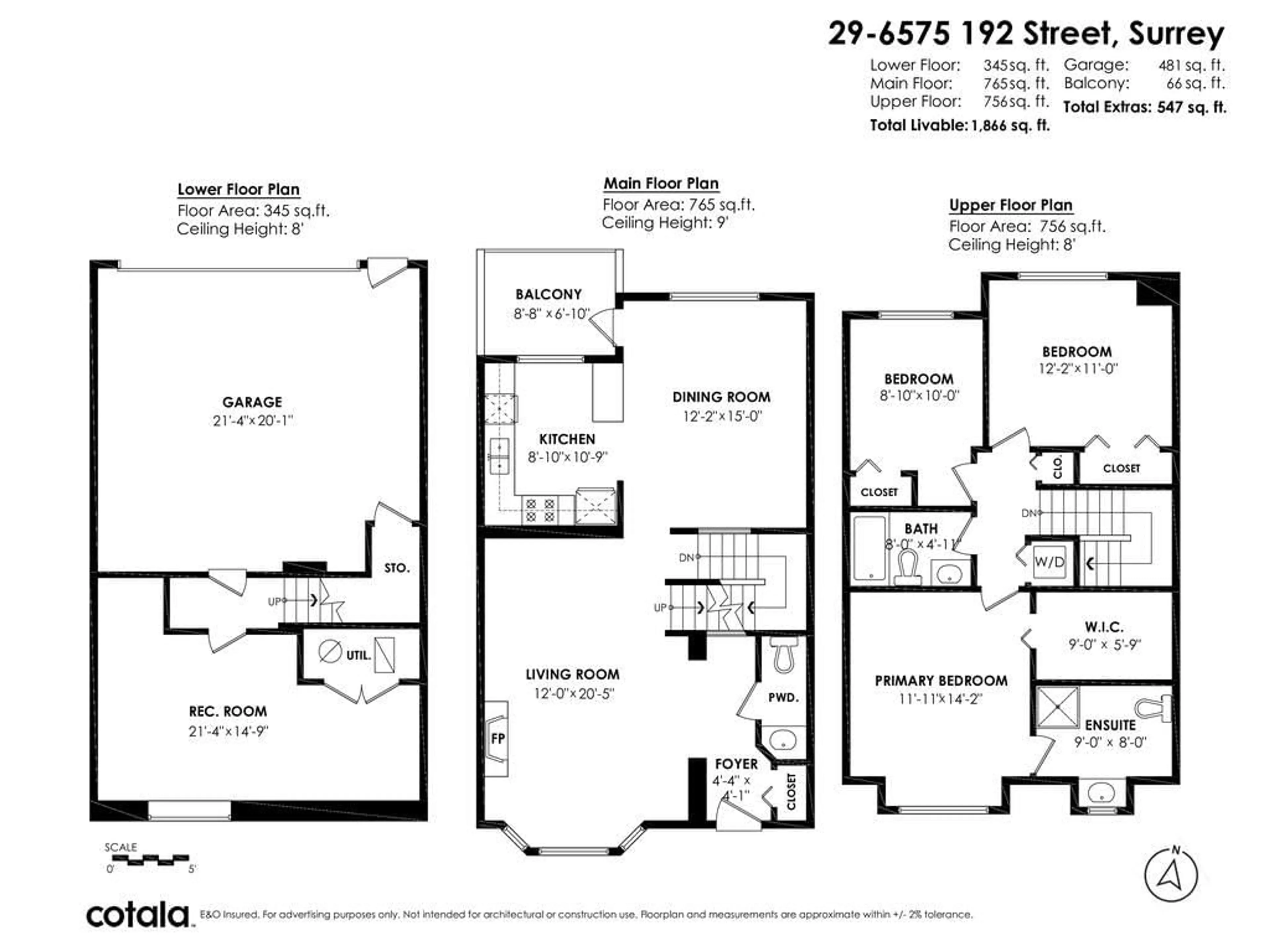Floor plan for 29 - 6575 192, Surrey British Columbia V4N5T8