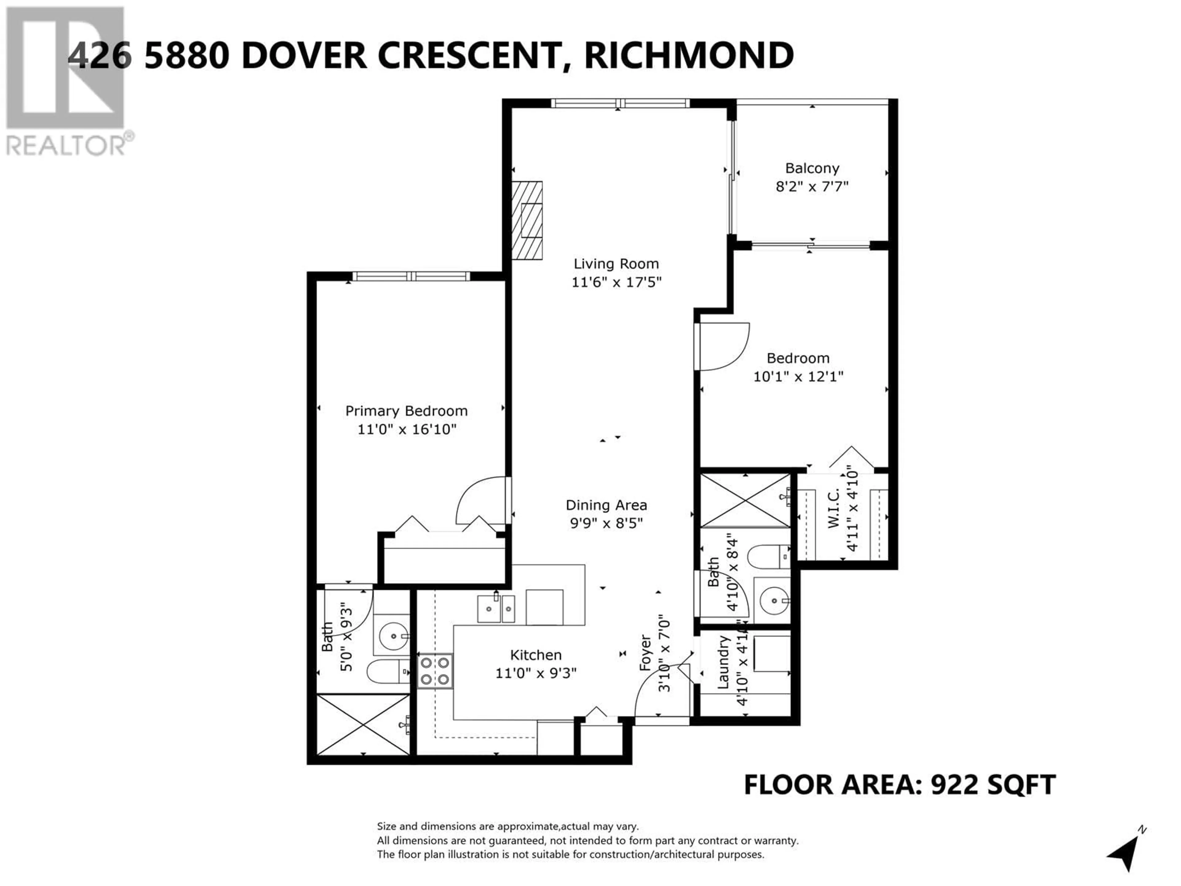 Floor plan for 426 - 5880 DOVER CRESCENT, Richmond British Columbia V7C5P5
