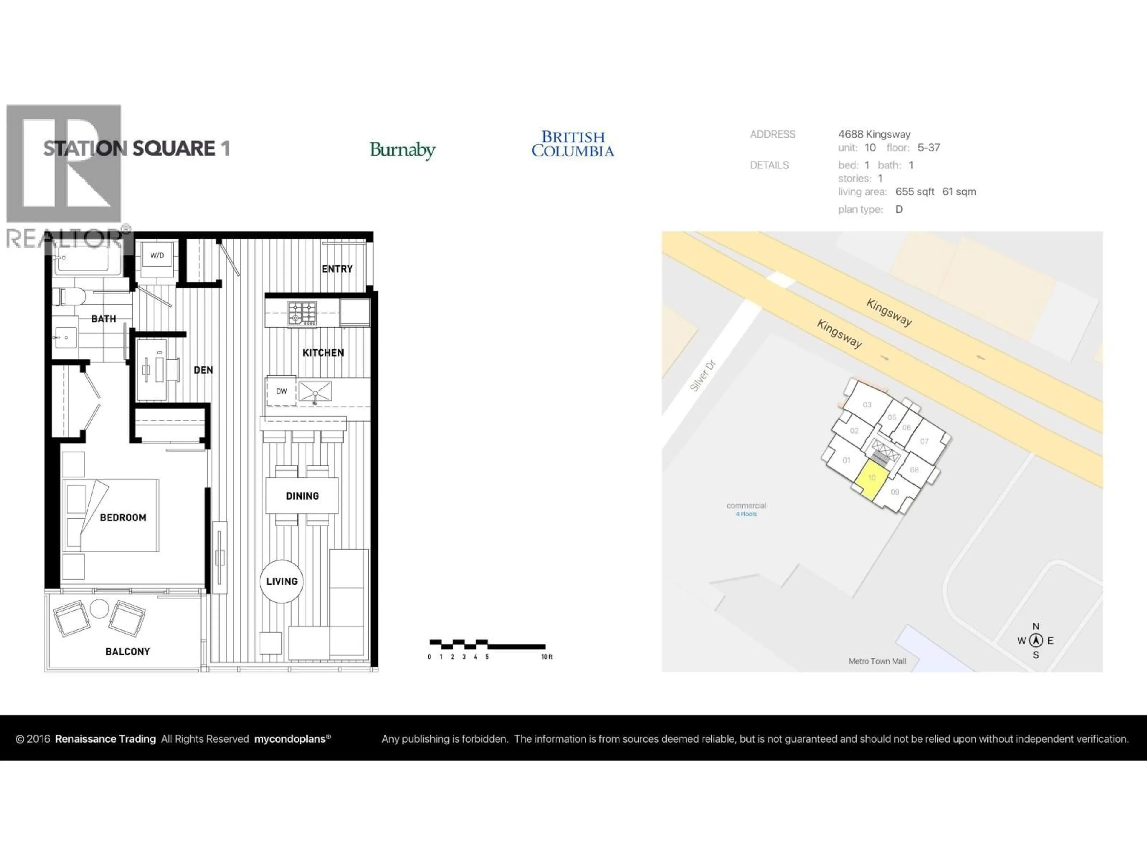 Floor plan for 710 - 4688 KINGSWAY, Burnaby British Columbia V5H0E9