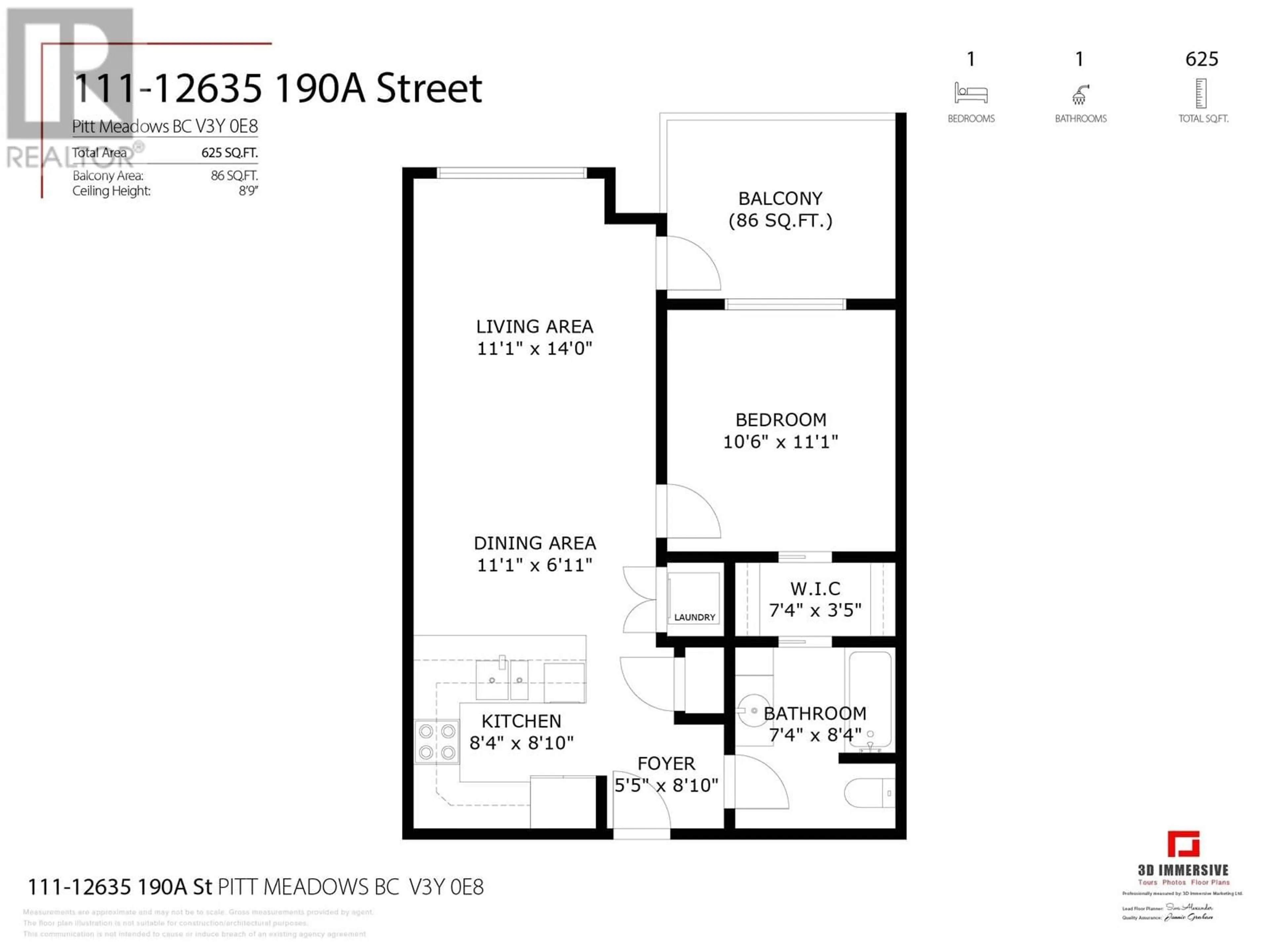 Floor plan for 111 - 12635 190A STREET, Pitt Meadows British Columbia V3Y0E8