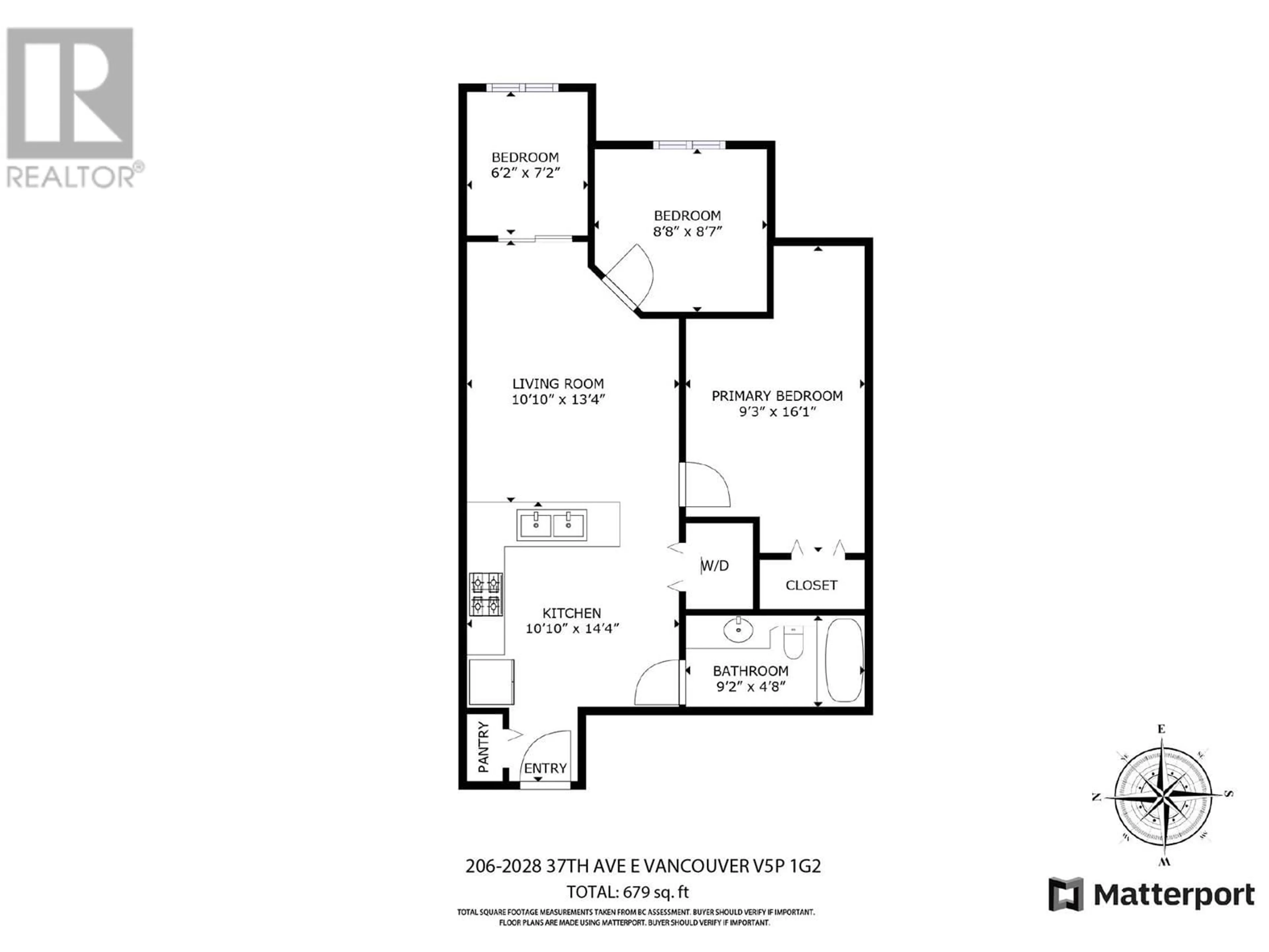 Floor plan for 206 - 2028 37TH AVENUE, Vancouver British Columbia V5P1G2