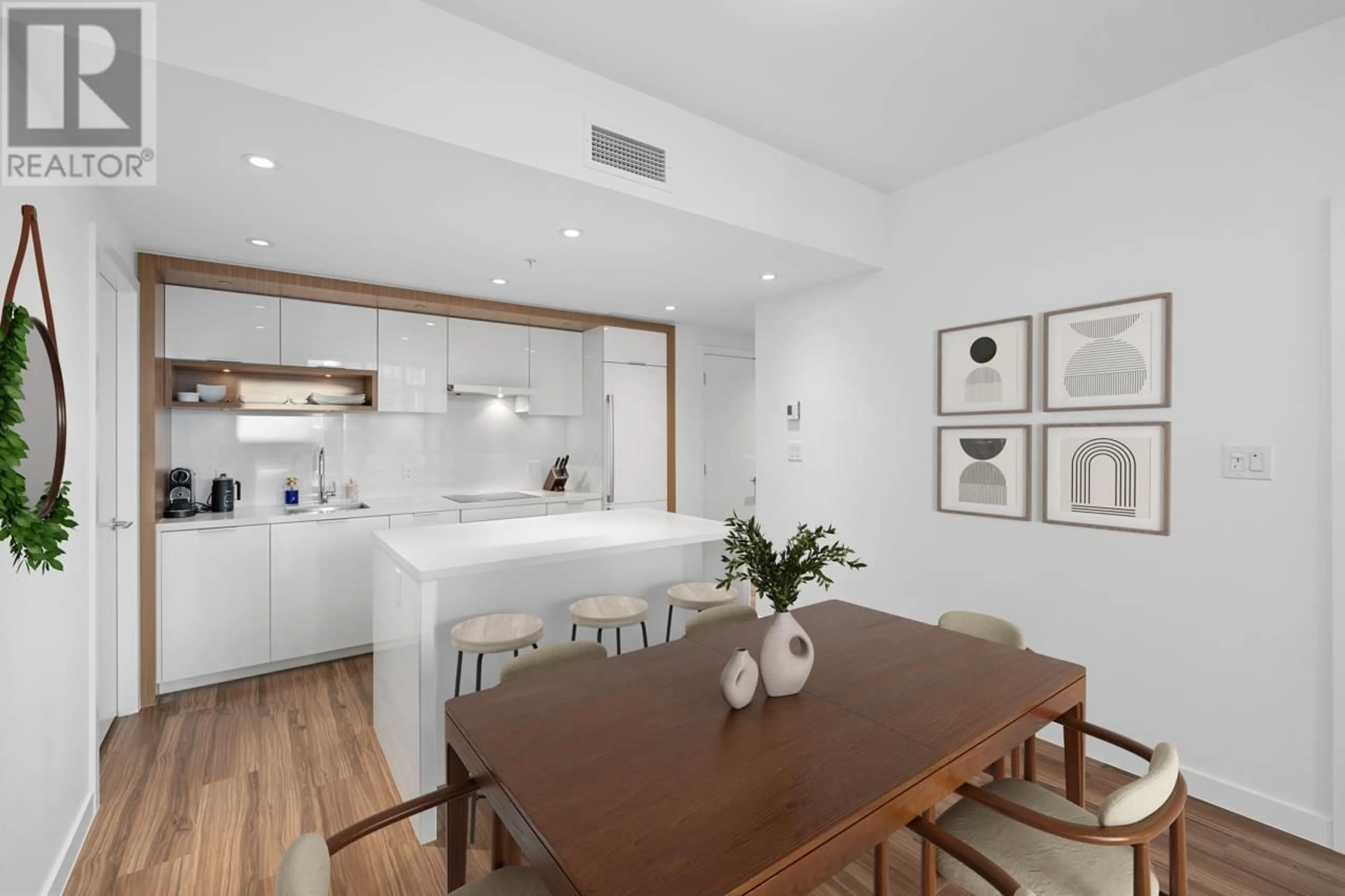 Open concept kitchen, wood/laminate floor for 1411 - 1661 QUEBEC STREET, Vancouver British Columbia V6A0H2