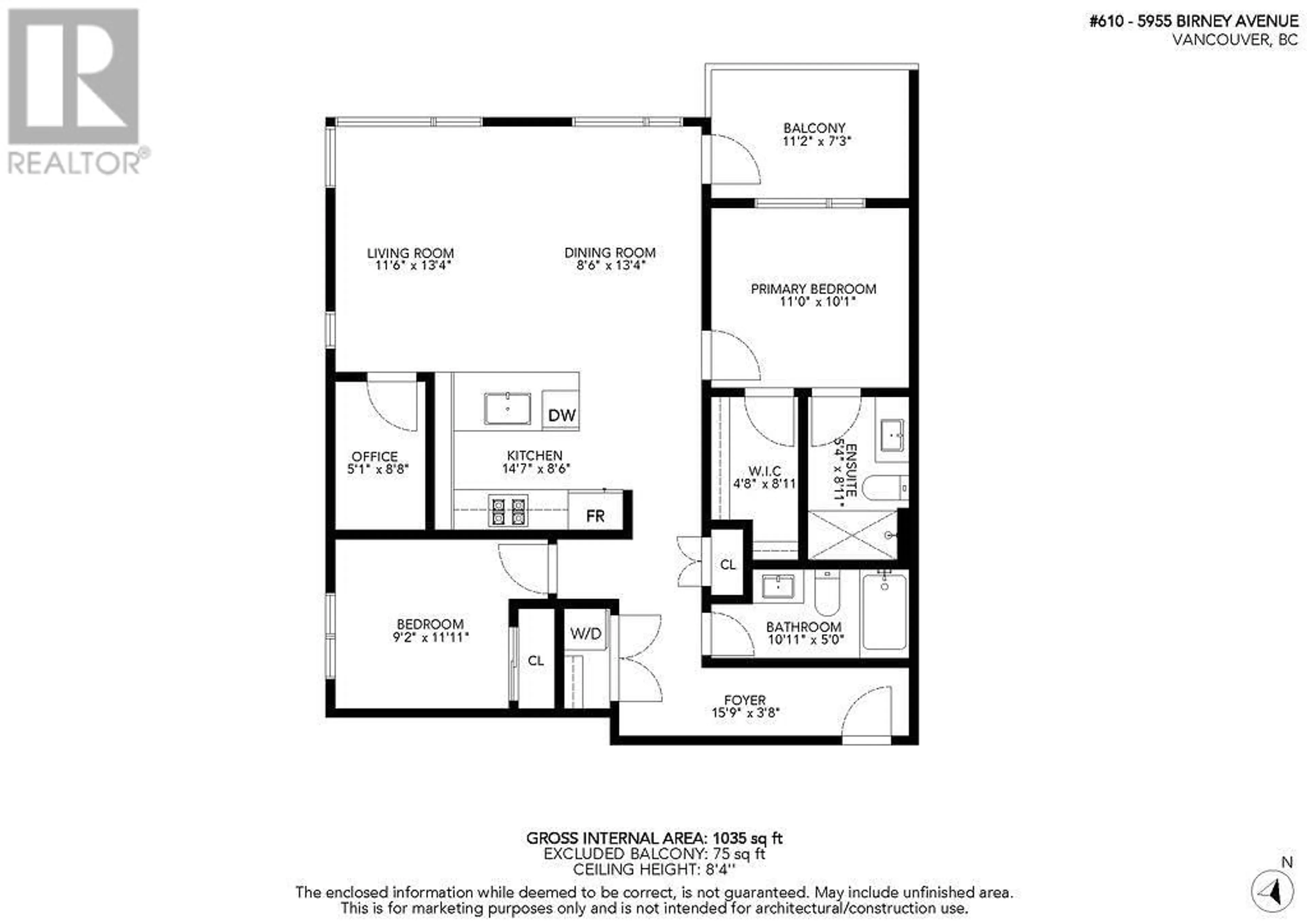Floor plan for 610 - 5955 BIRNEY AVENUE, Vancouver British Columbia V6S0C5