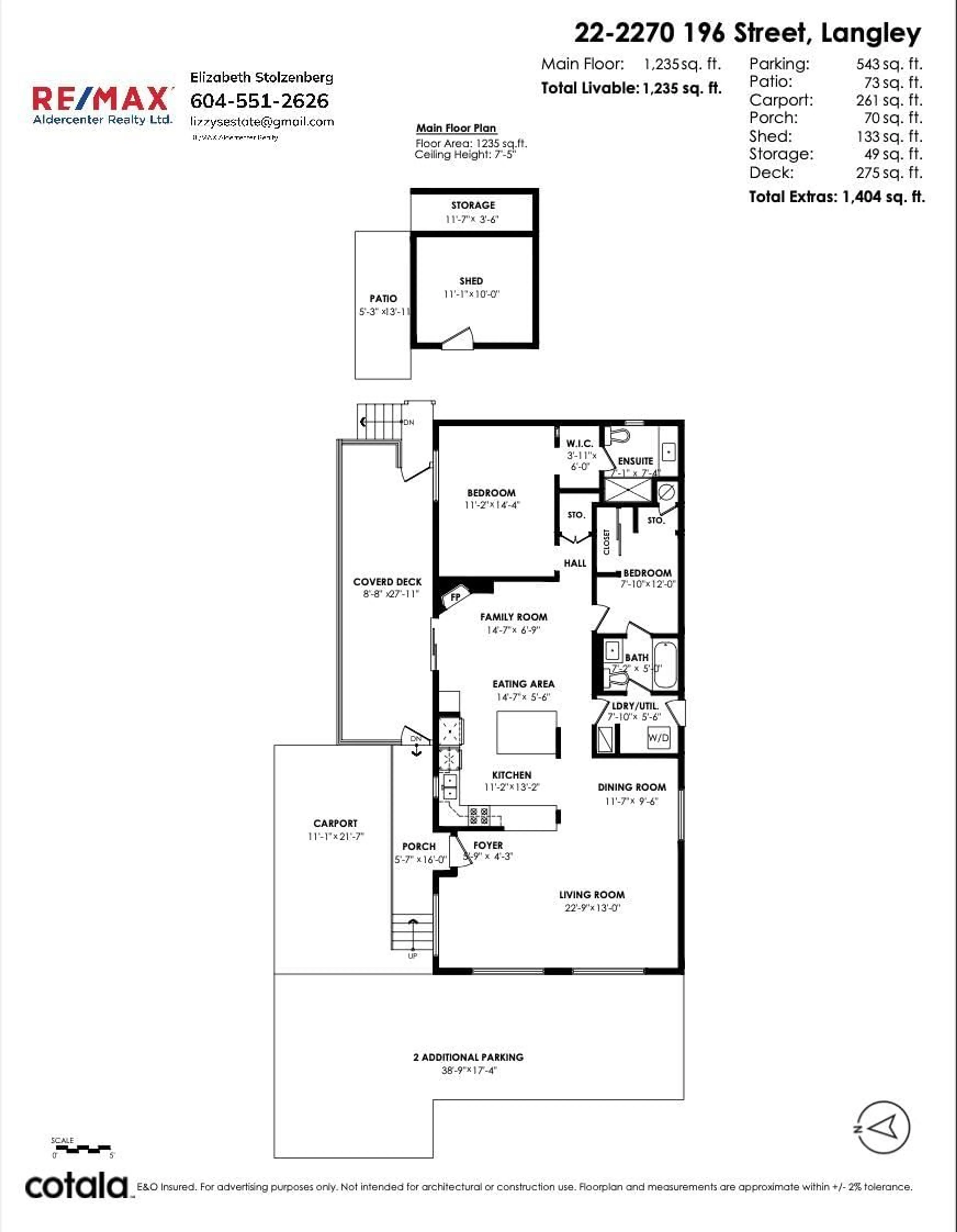 Floor plan for 22 - 2270 196, Langley British Columbia V2Z1N6