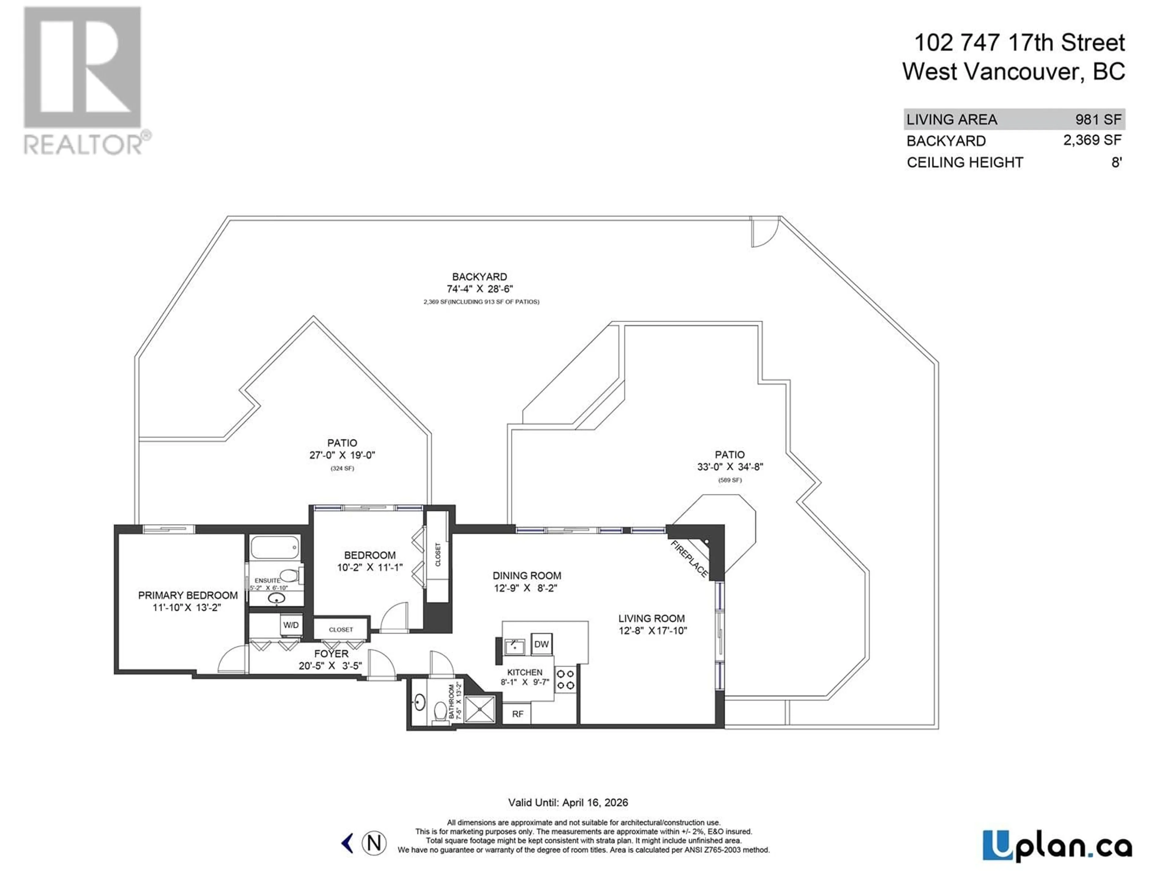 Floor plan for 102 - 747 17TH STREET, West Vancouver British Columbia V7V3T4