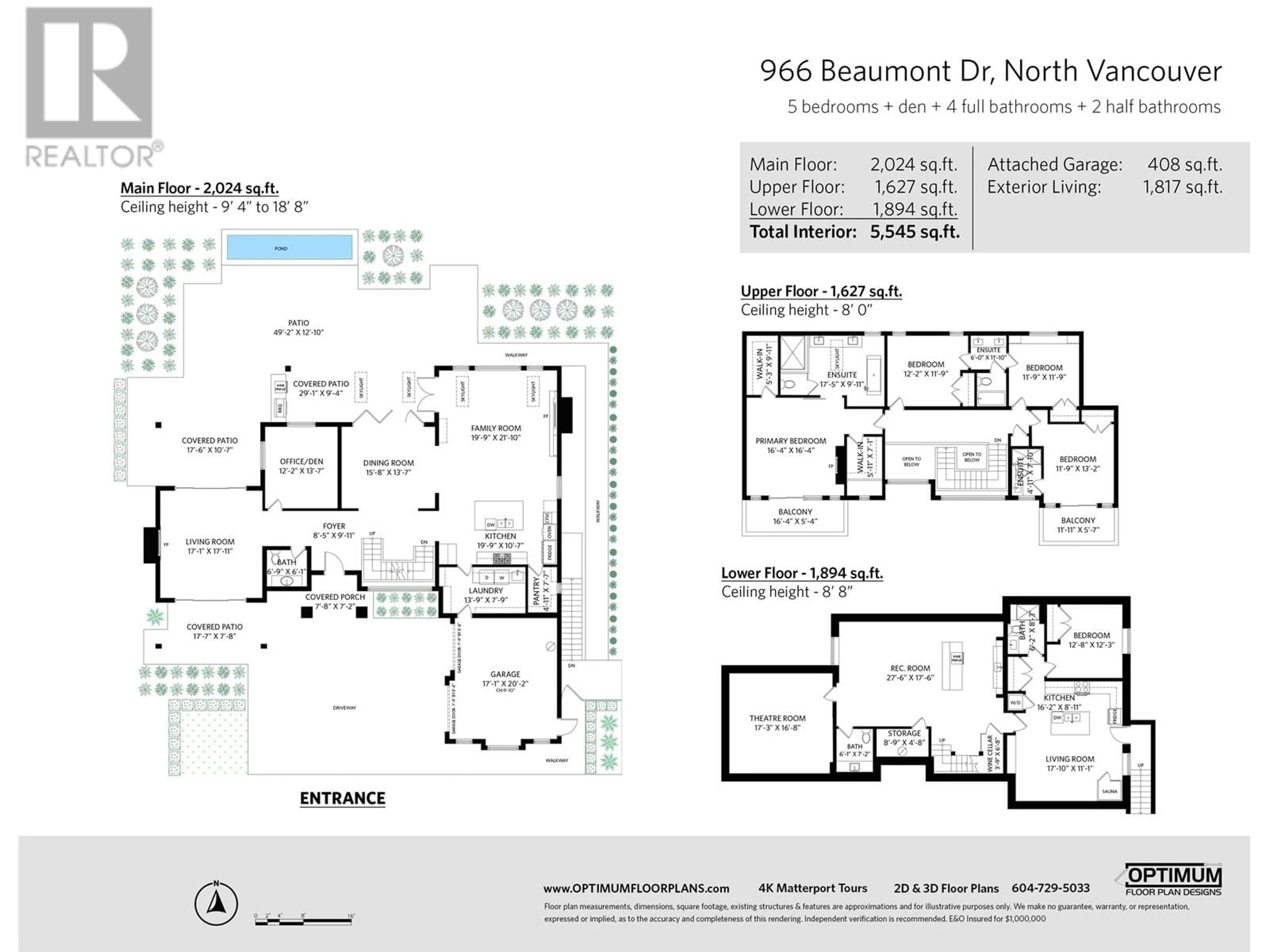 Floor plan for 966 BEAUMONT DRIVE, North Vancouver British Columbia V7R1P6