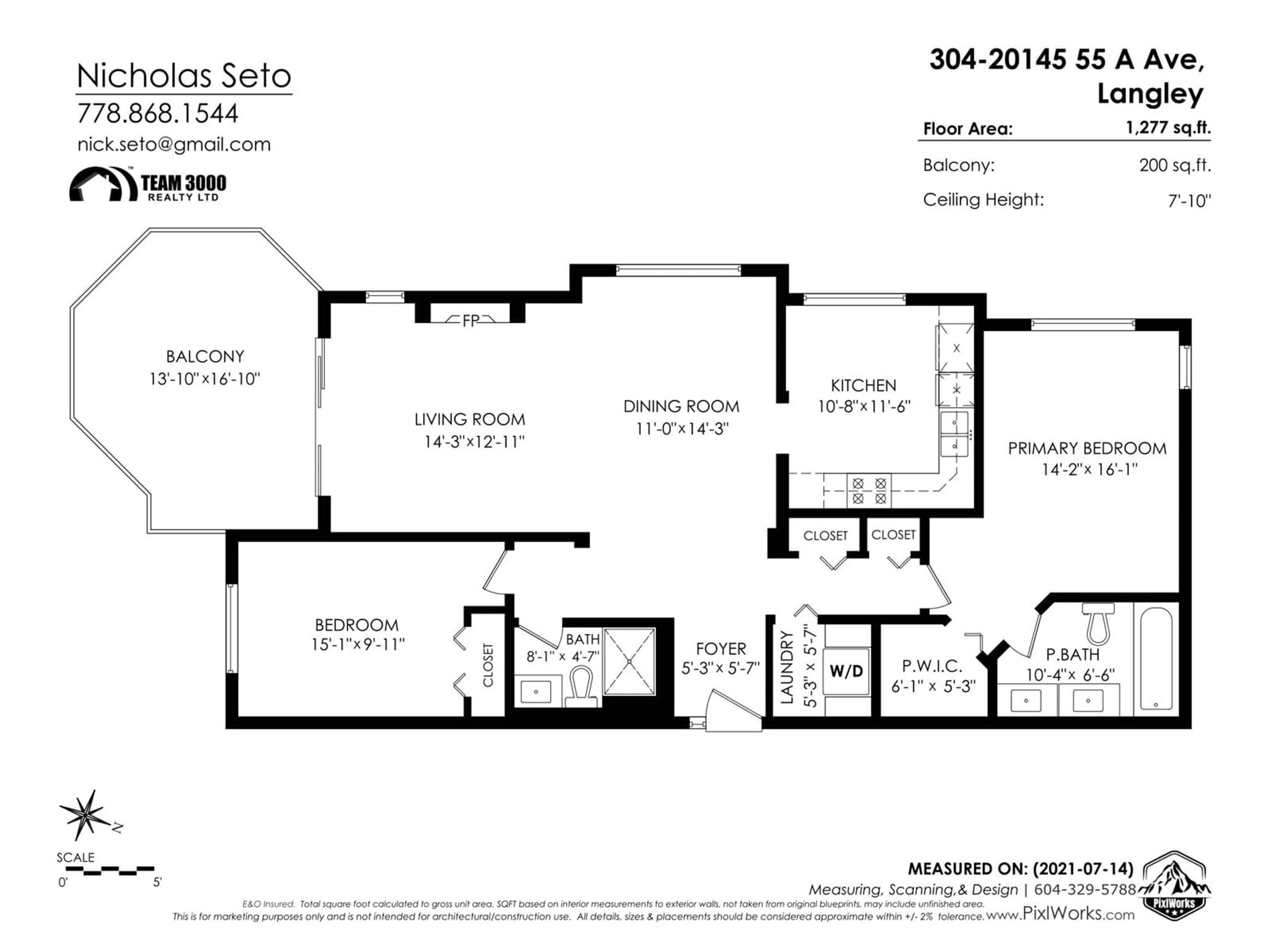 Floor plan for 304 - 20145 55A, Langley British Columbia V3A8L6