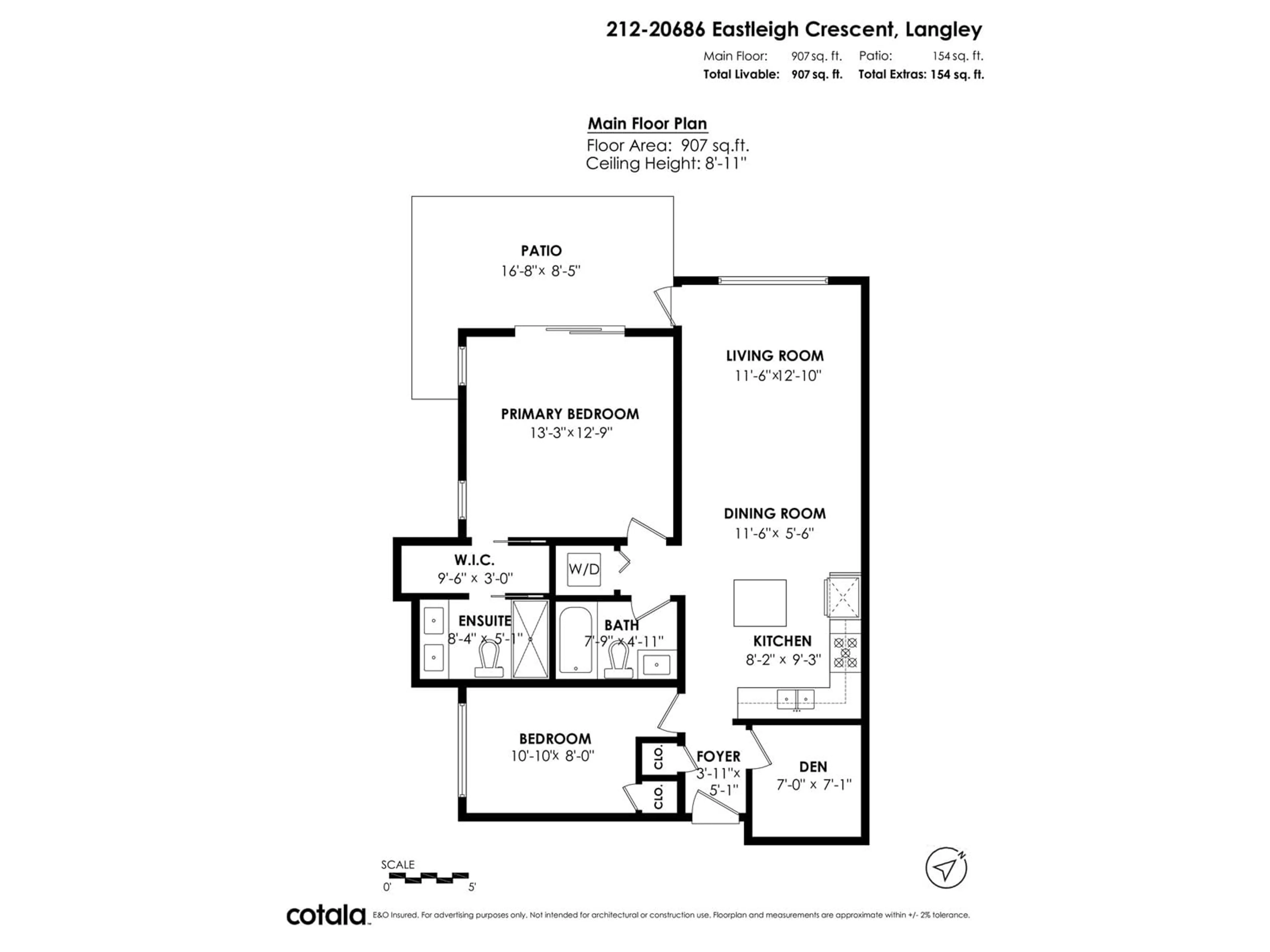 Floor plan for 212 - 20686 EASTLEIGH, Langley British Columbia V3A0M4
