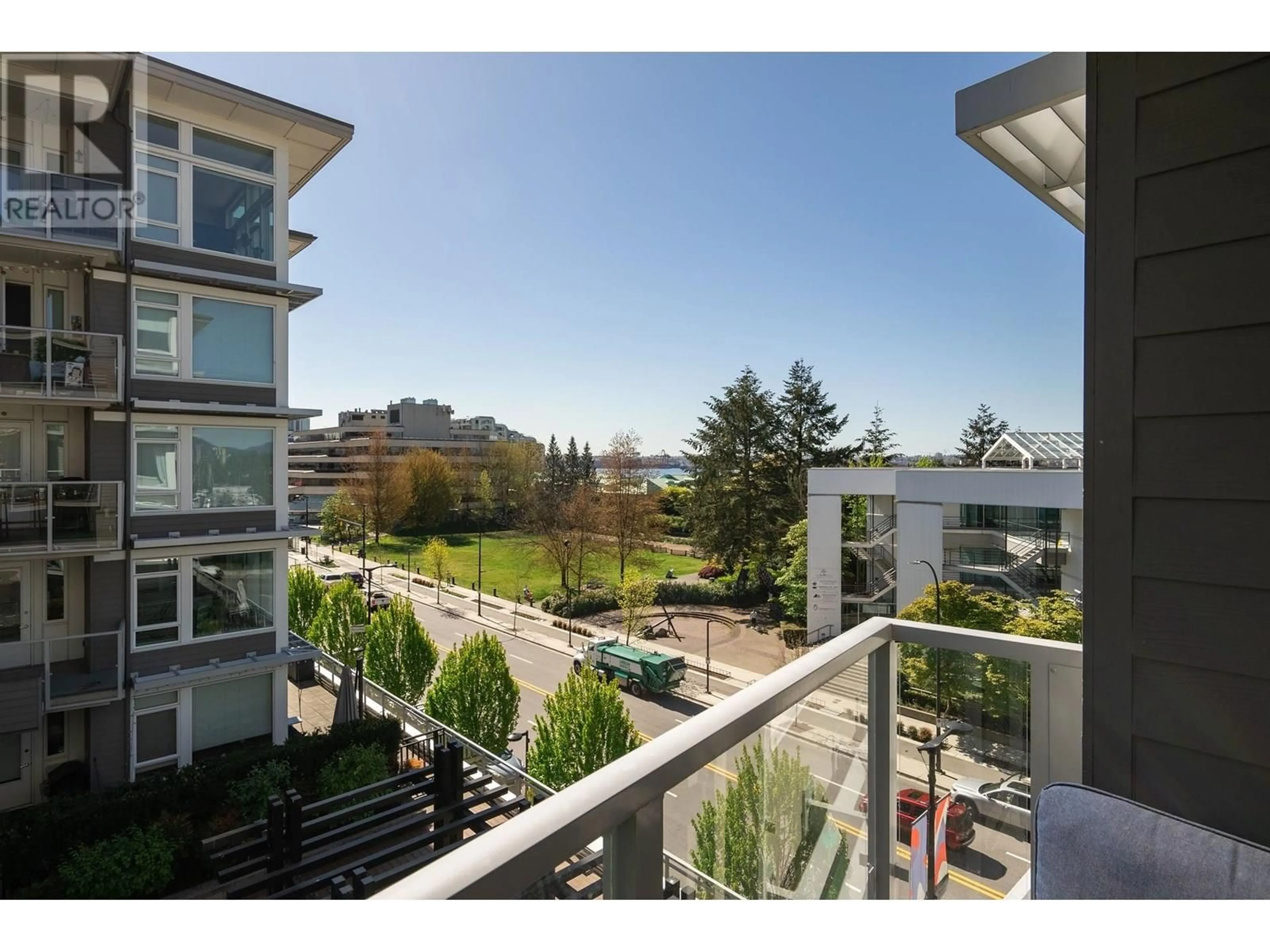 Patio, city buildings view from balcony for 306 - 277 1ST STREET, North Vancouver British Columbia V7M0E8