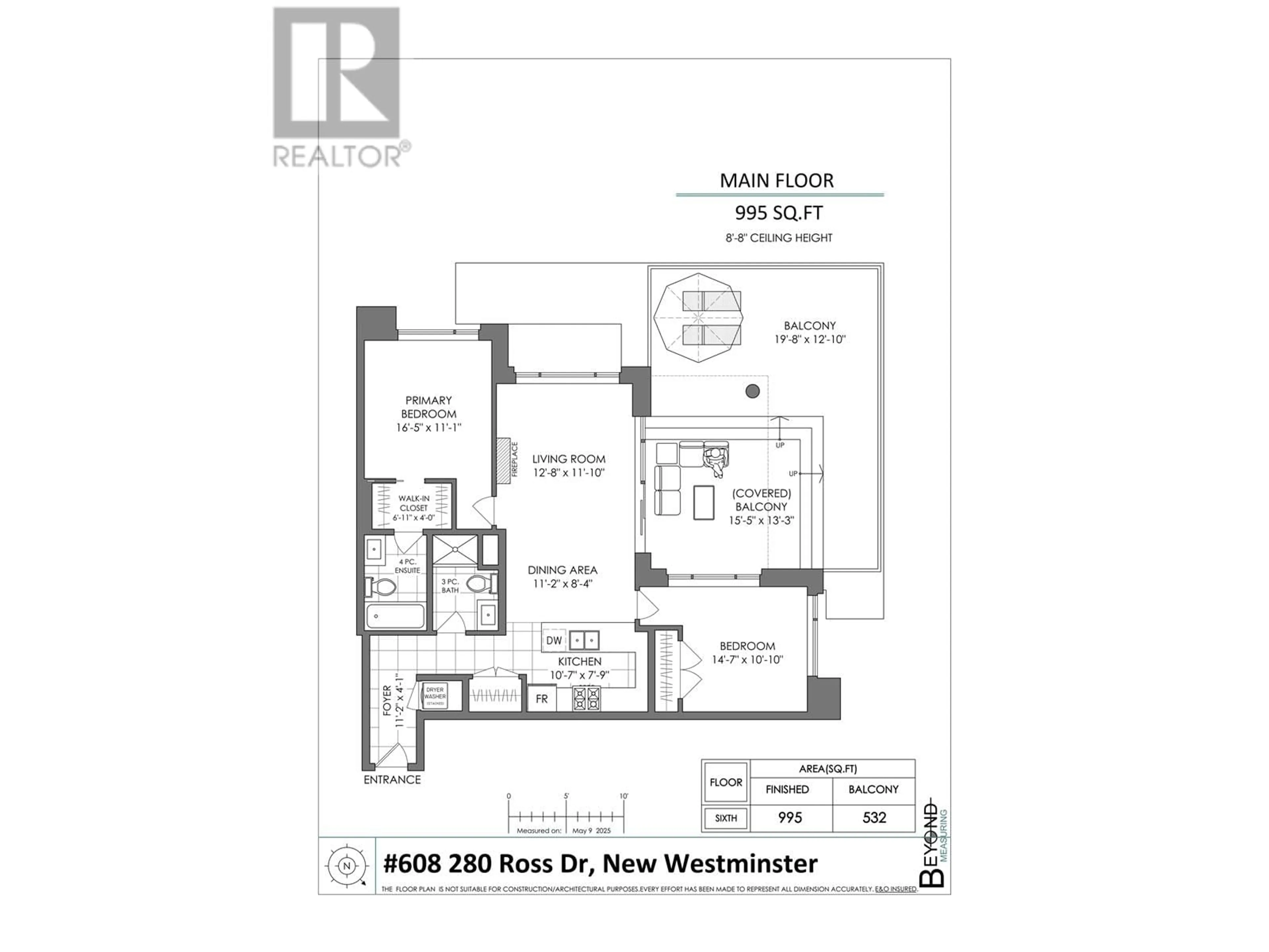 Floor plan for 608 - 280 ROSS DRIVE, New Westminster British Columbia V3L0C2