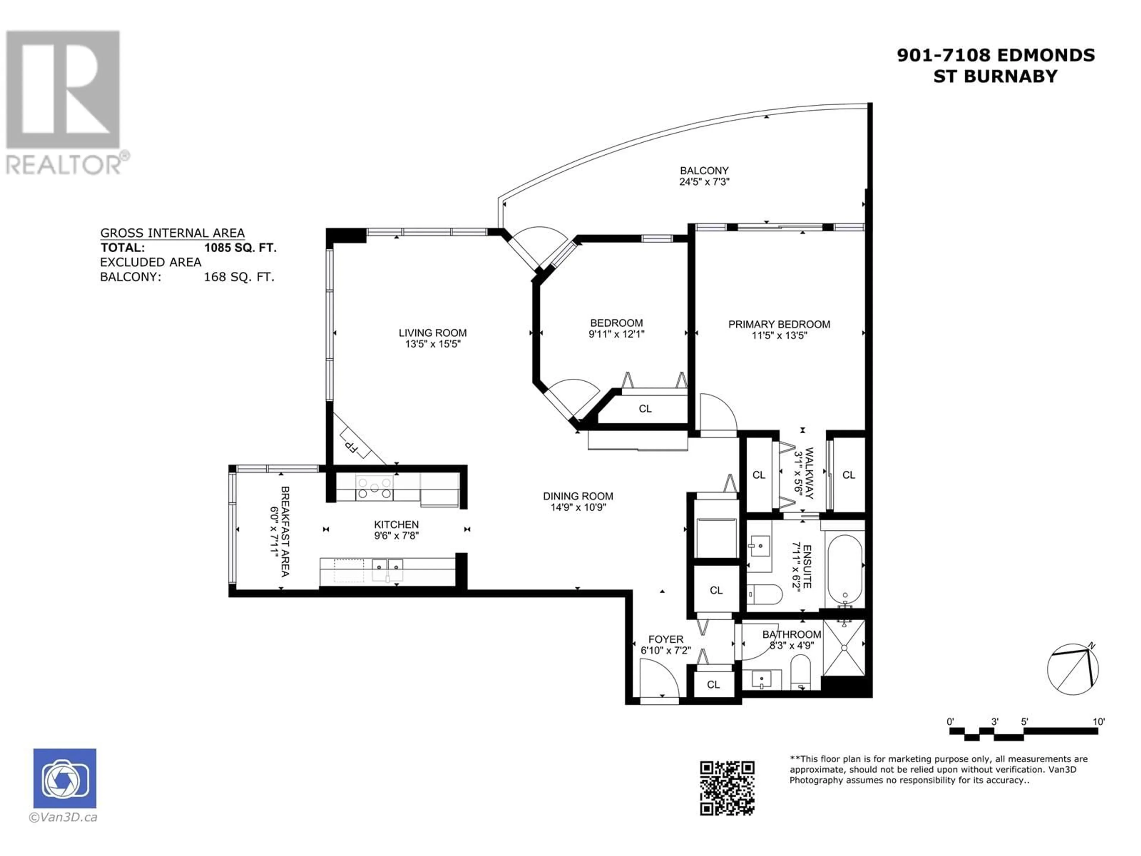 Floor plan for 901 - 7108 EDMONDS STREET, Burnaby British Columbia V3N4X9