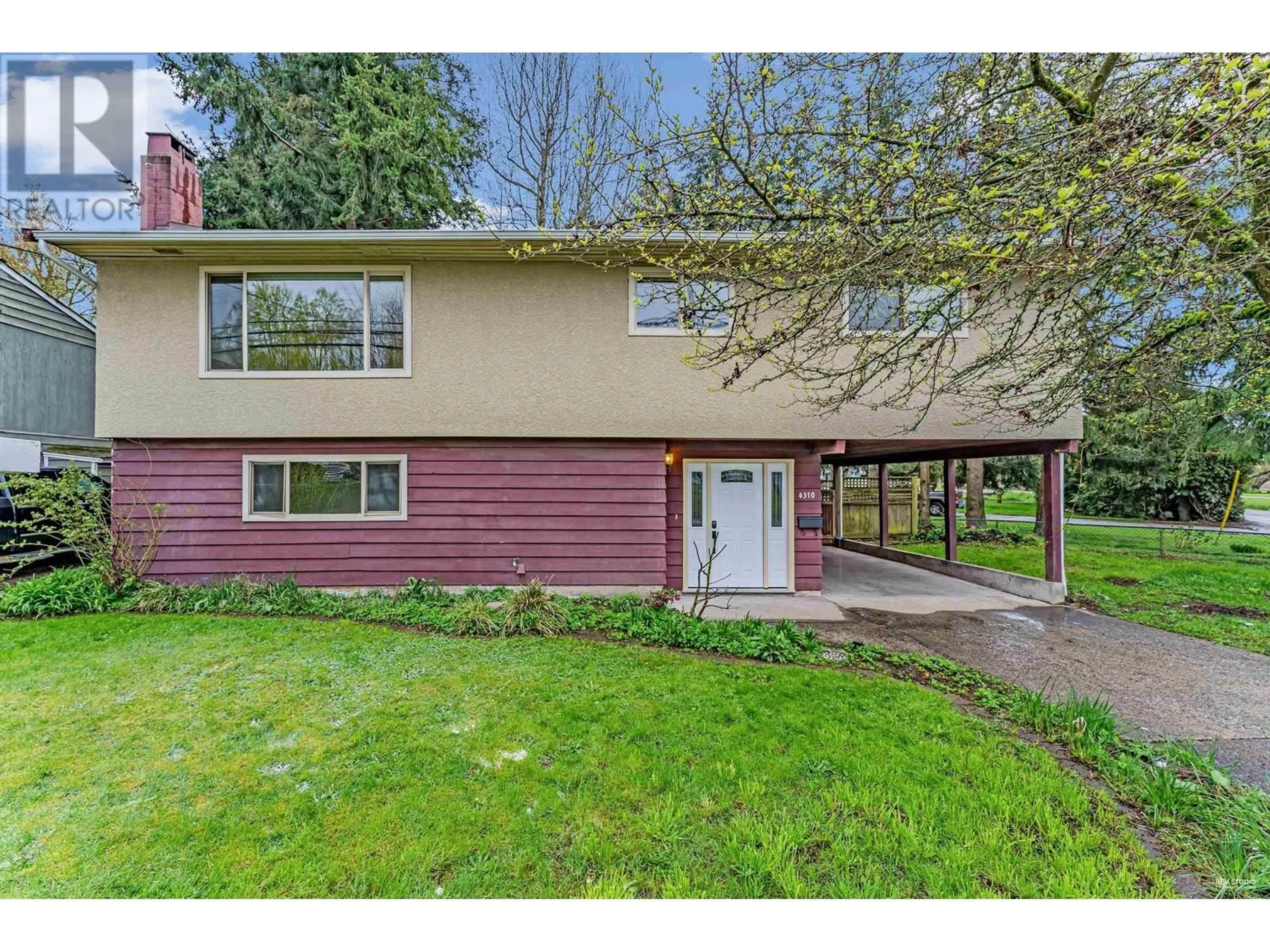 Home with vinyl exterior material, street for 4310 RIVER ROAD, Delta British Columbia V4K1S1