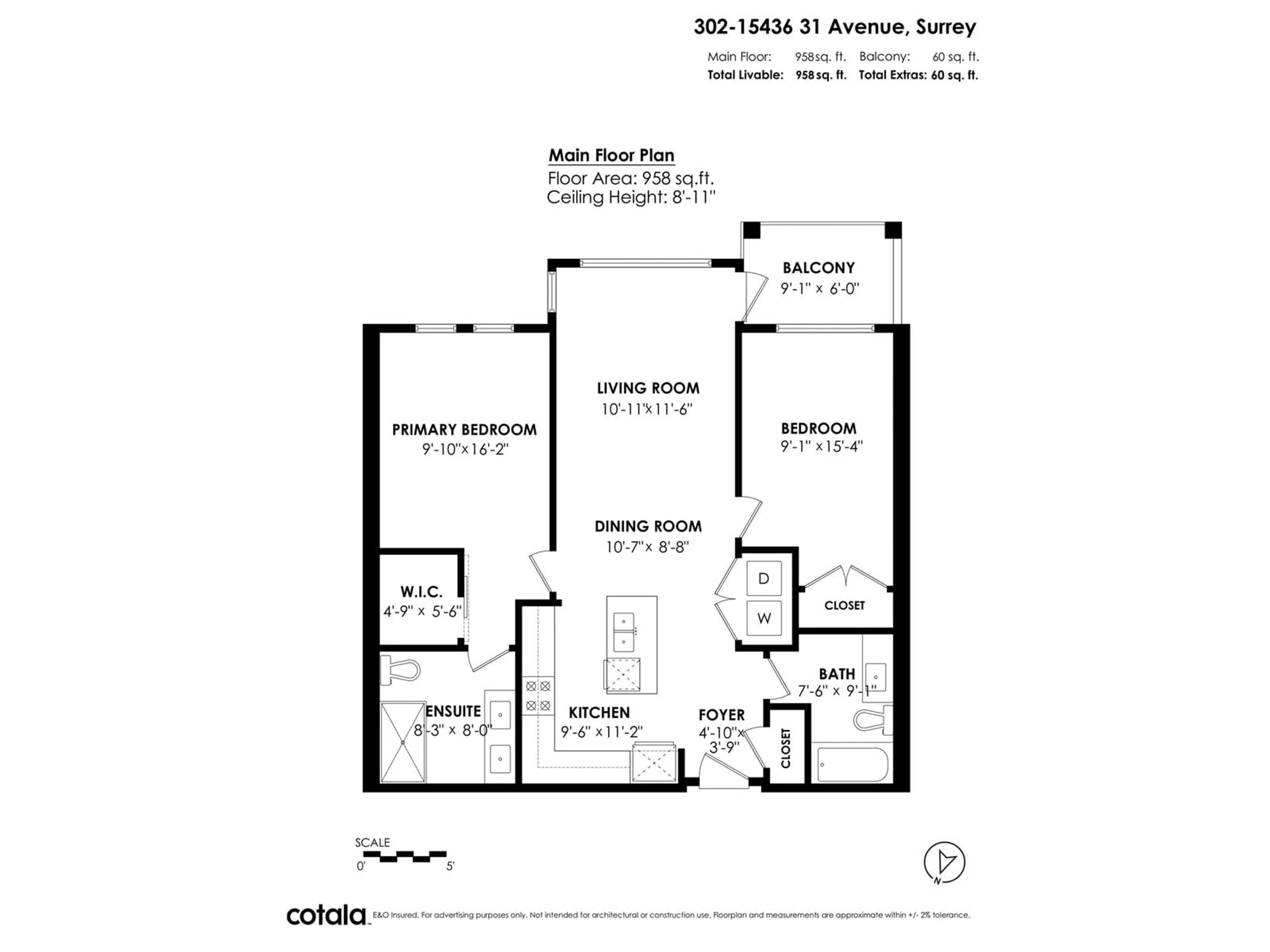 Floor plan for 302 - 15436 31, Surrey British Columbia V3Z1H3
