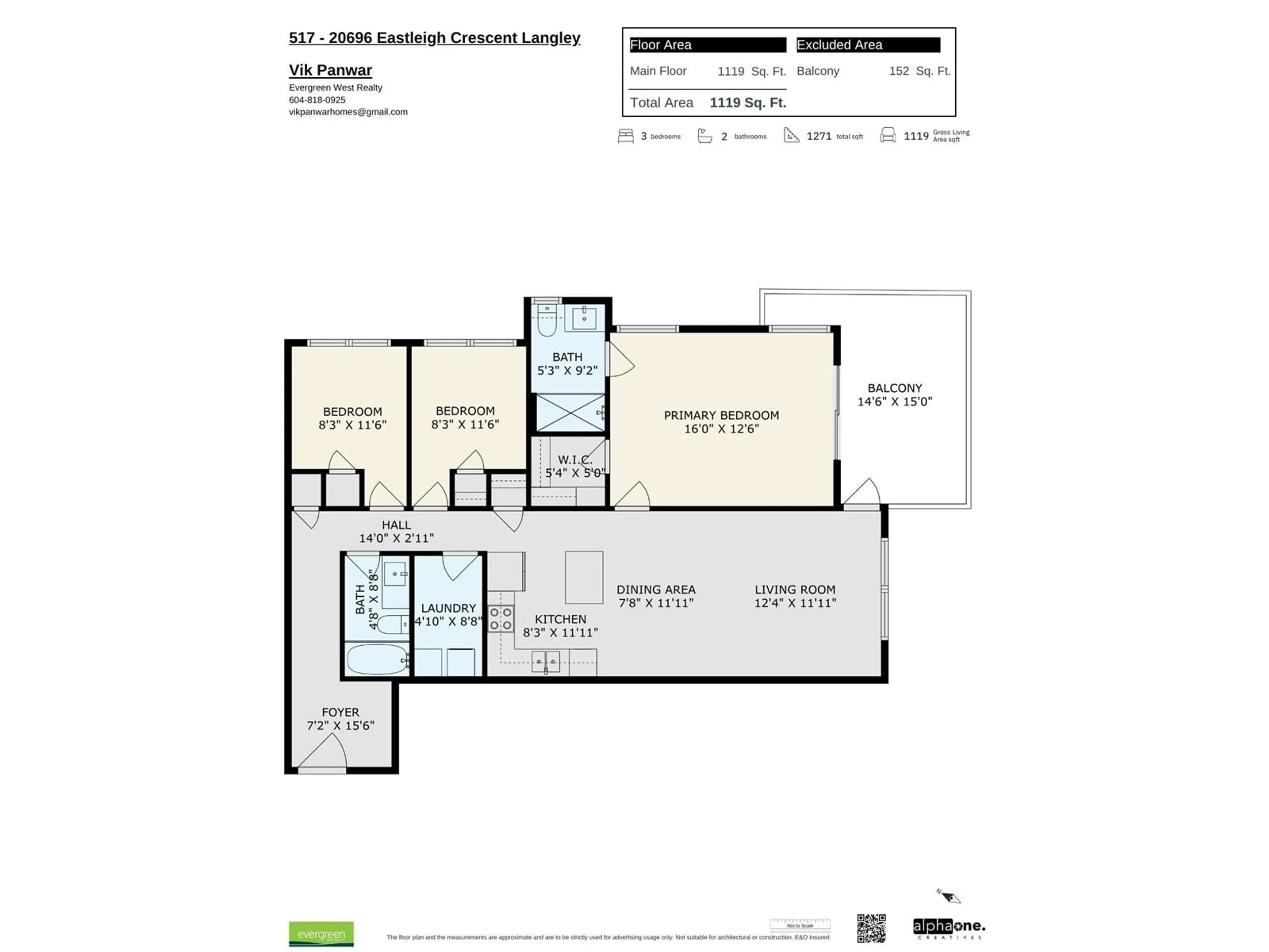 Floor plan for 517 - 20696 EASTLEIGH, Langley British Columbia V3A0M3