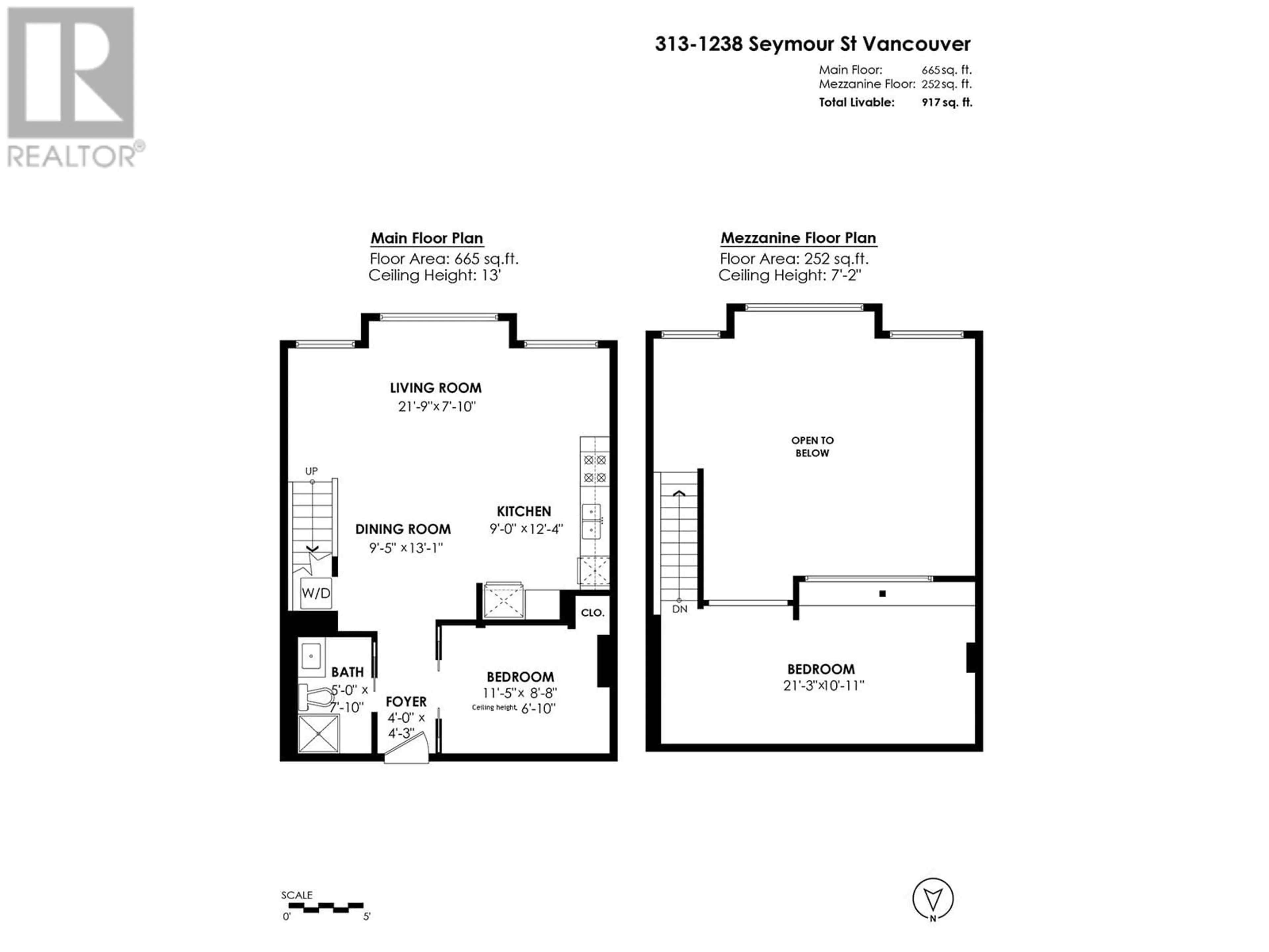 Floor plan for 313 - 1238 SEYMOUR STREET, Vancouver British Columbia V6B6J3