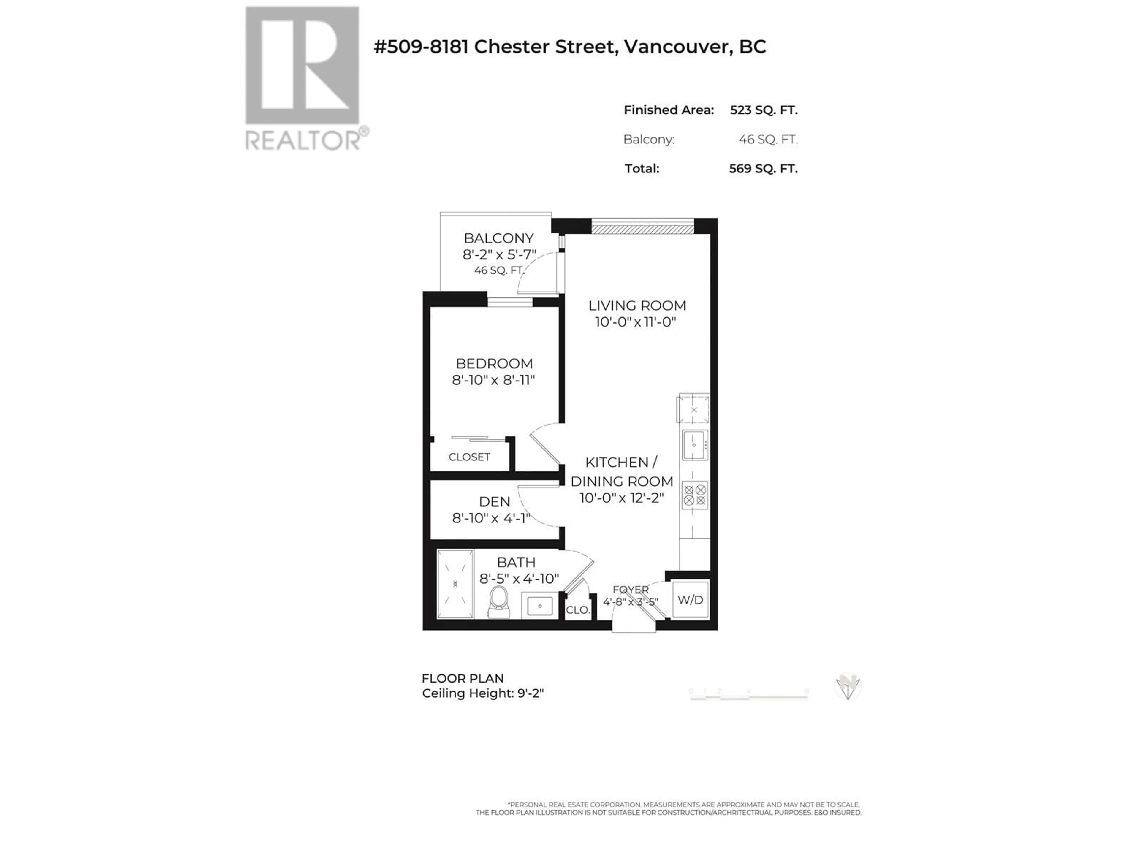 Floor plan for 509 - 8181 CHESTER STREET, Vancouver British Columbia V5X0J9